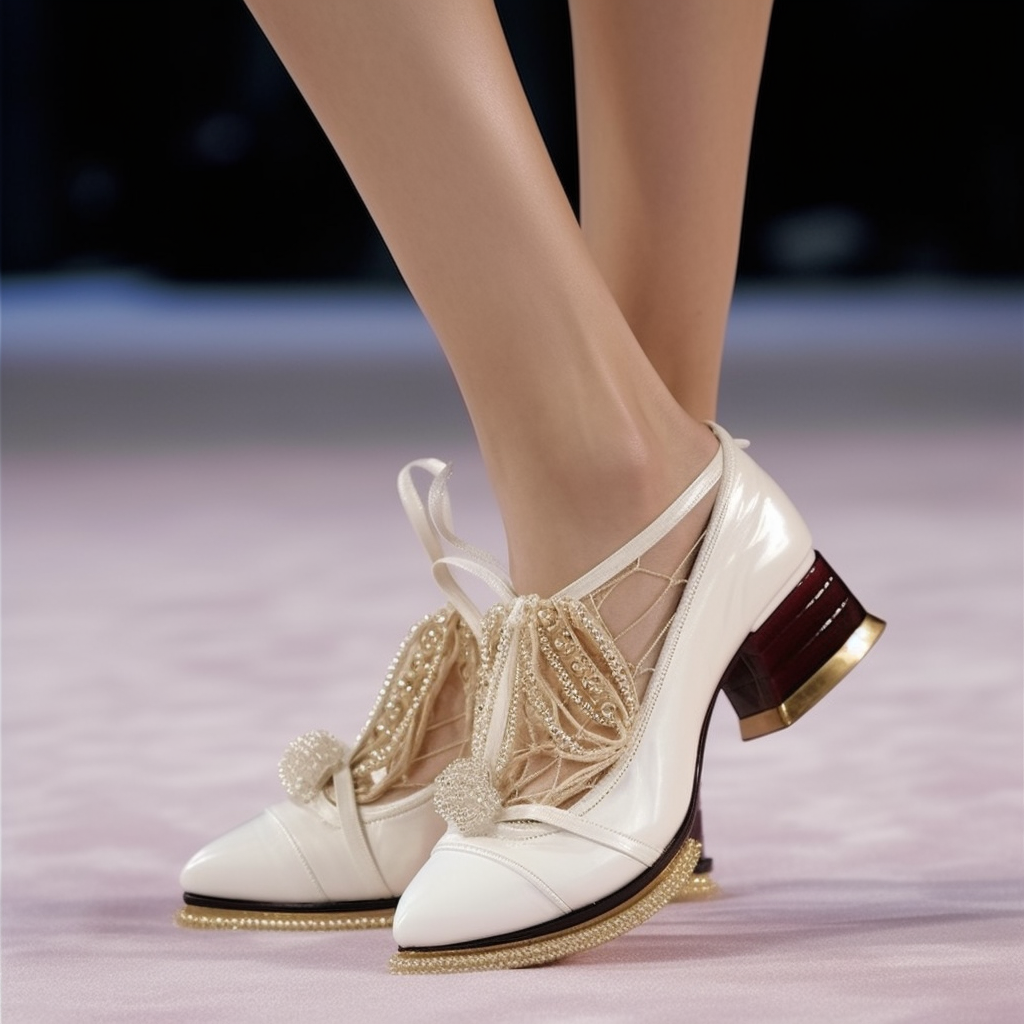 Model wearing fashion shoes walking in the runway