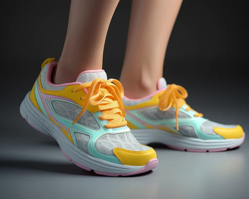 a girl wearing stylish custom-made running shoes