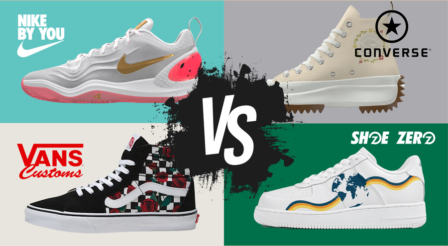 Shoe Zero, Nike, Vans and Converse custom shoes compared