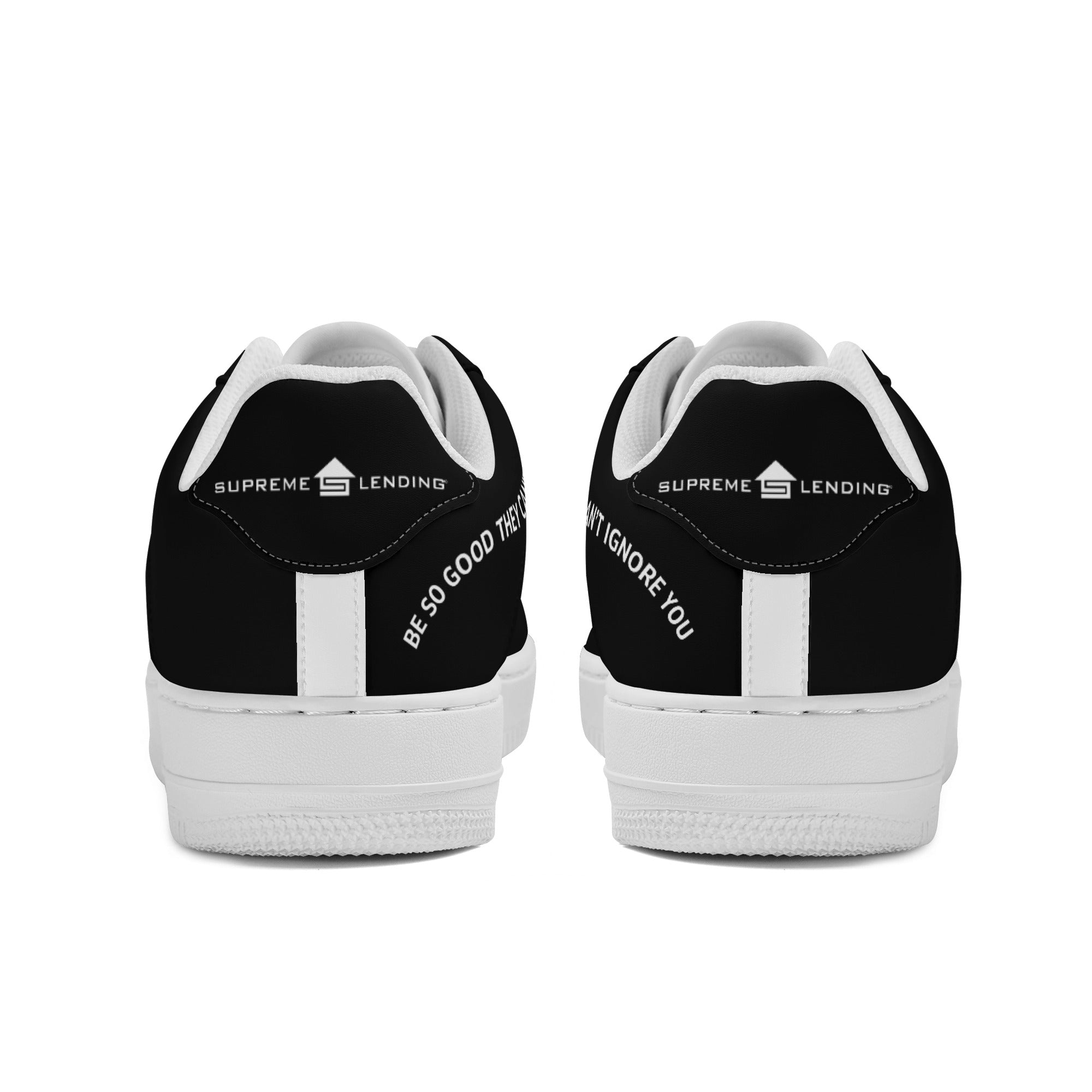Supreme Lending (BLACK) | Company Branded Custom Sneakers | Shoe Zero