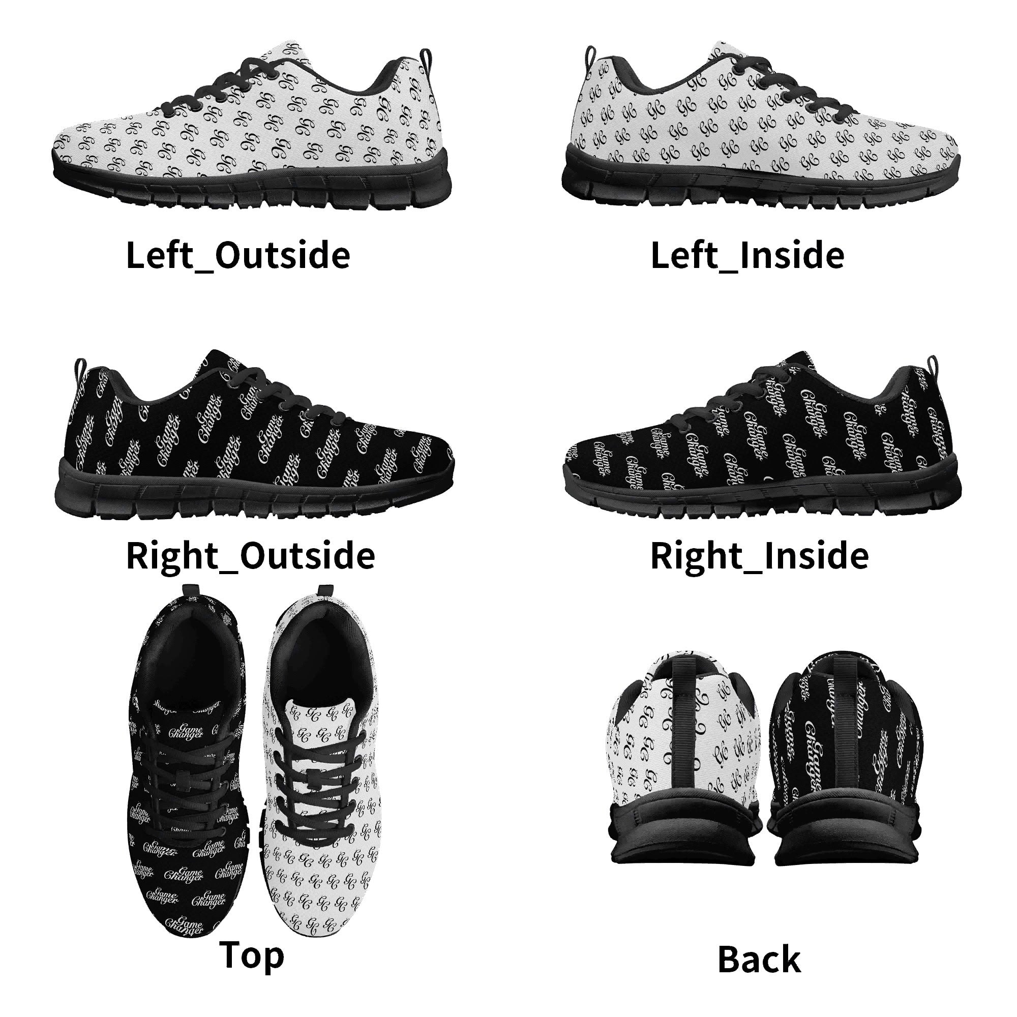 Game Changer V1 Black and White Running Shoe | Shoe Zero Design a Shoe Line