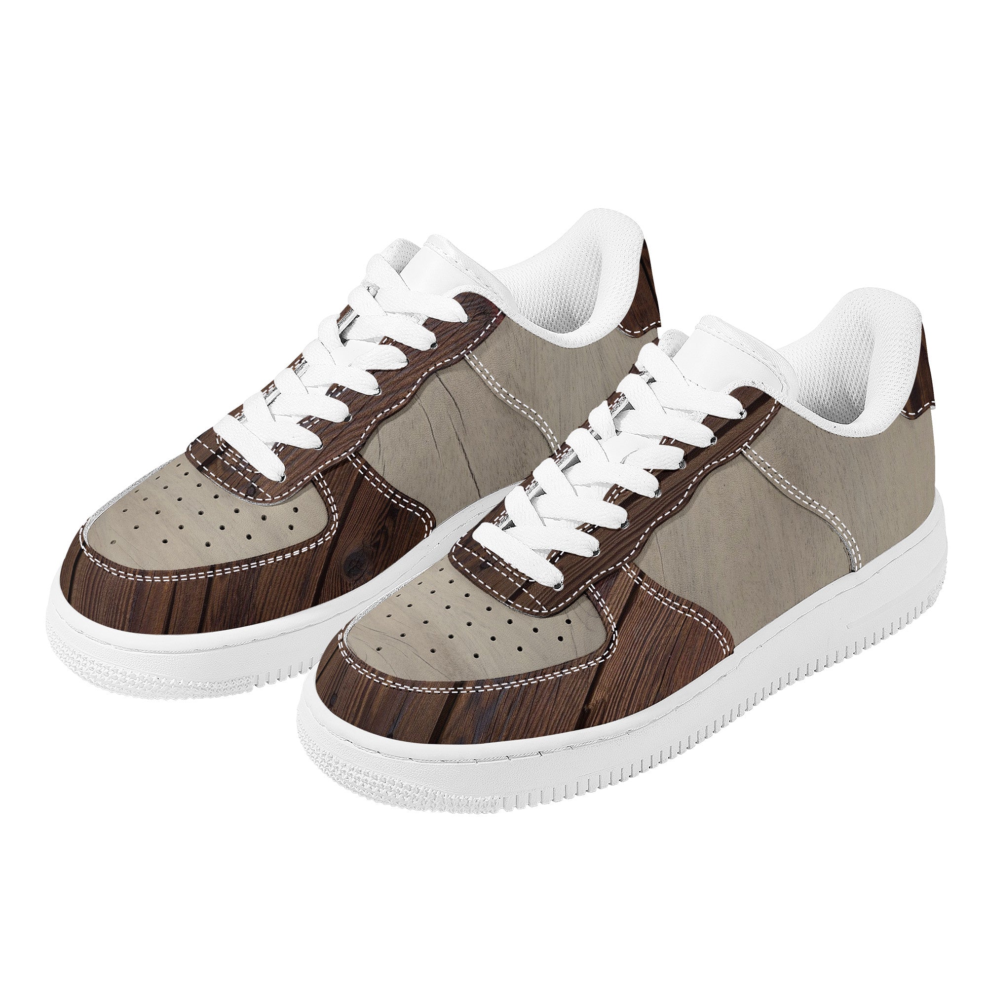 Wood Texture Low Top Sneakers | Custom Branded Shoes | Shoe Zero