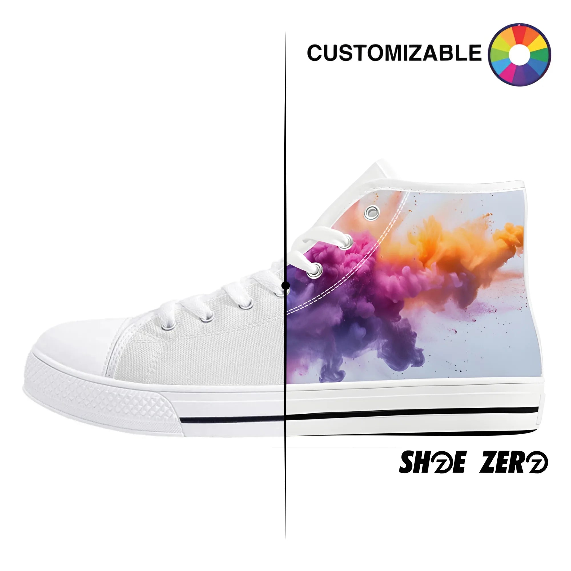 Customizable Canvas Shoes Tongue White High Top Custom Shoes Shoe Zero Women US6 EU37