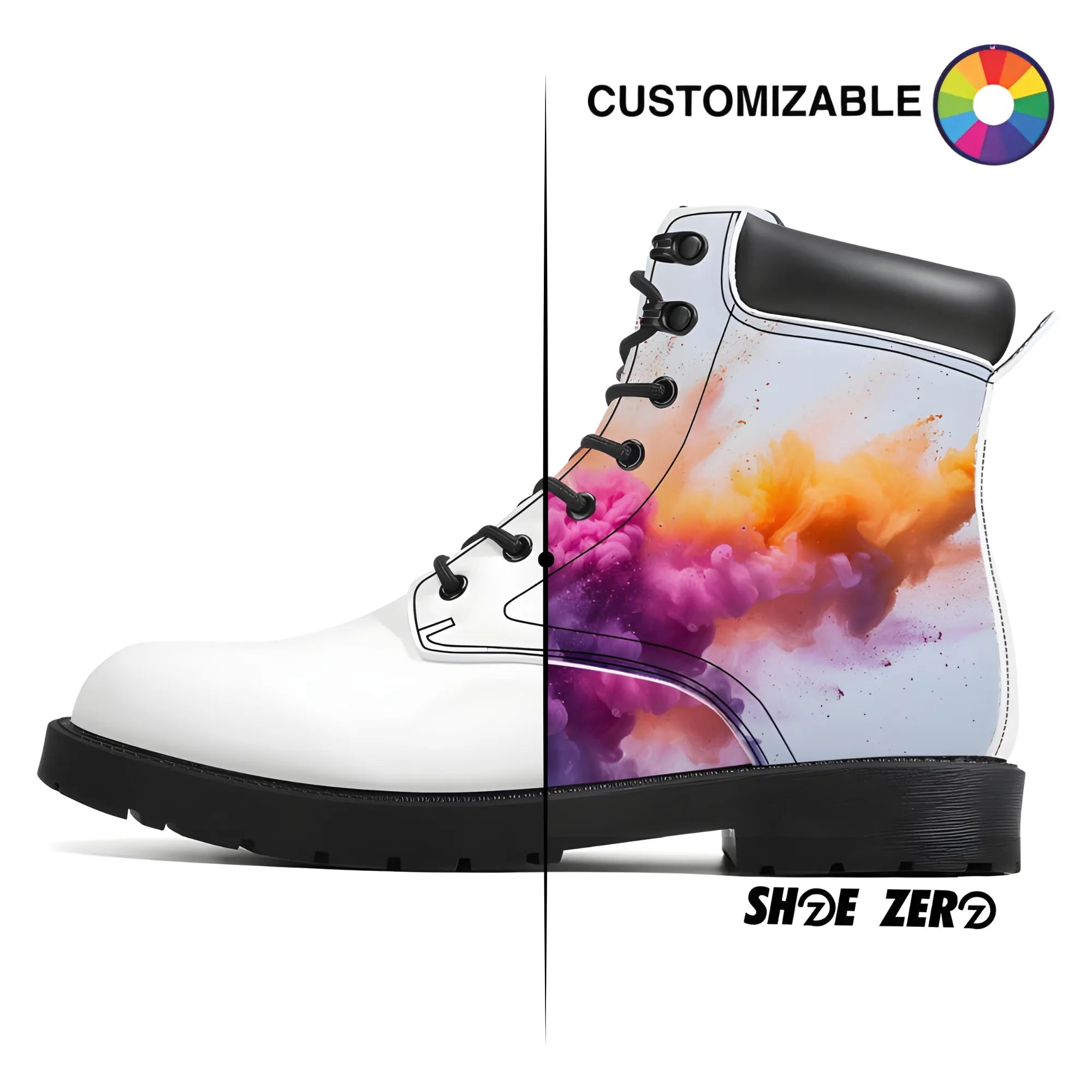 Customizable Eco Vegan Leather Boots Custom Boots Shoe Zero Men US13 EU47