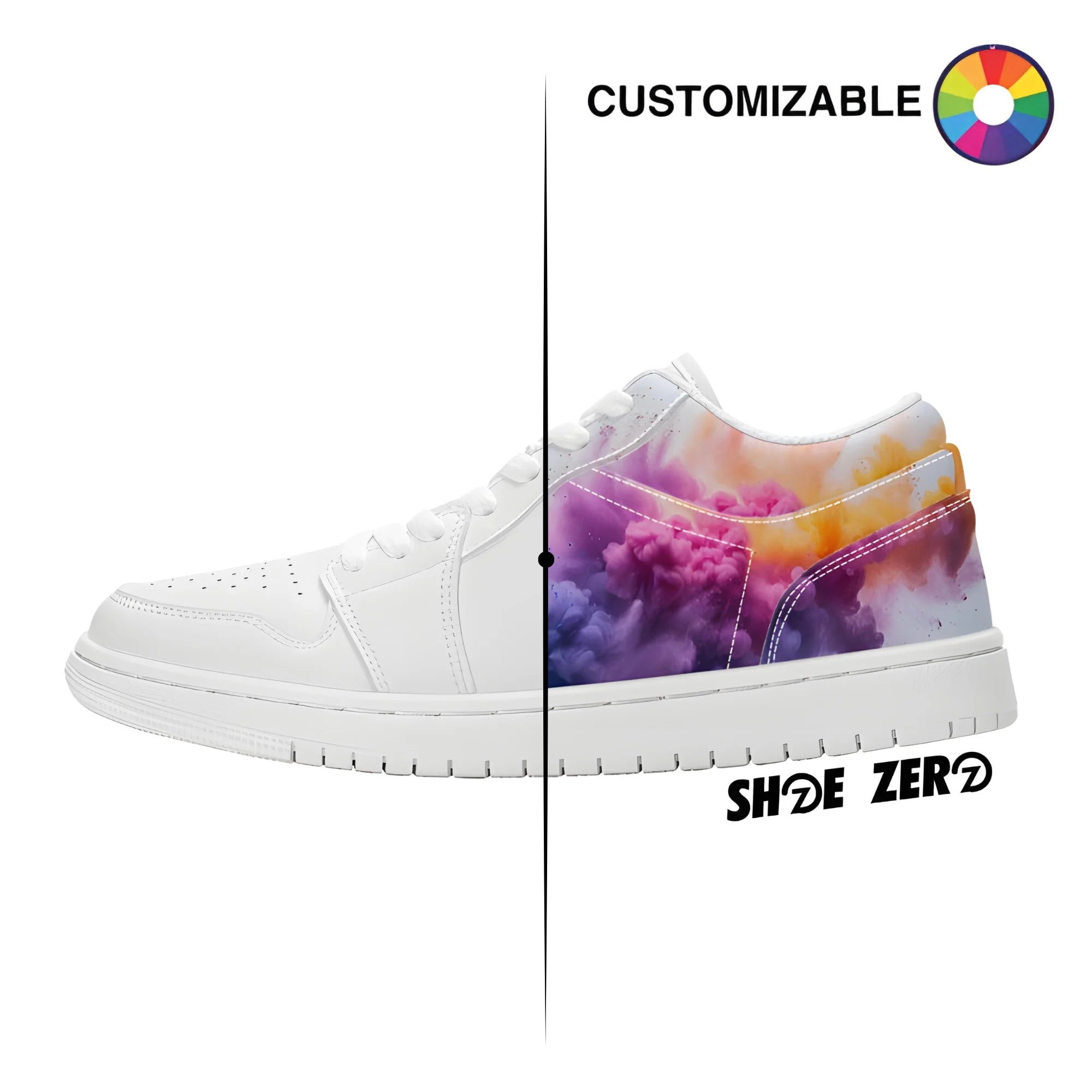 Customizable Vegan Leather Skateboard Low Top Sneakers White