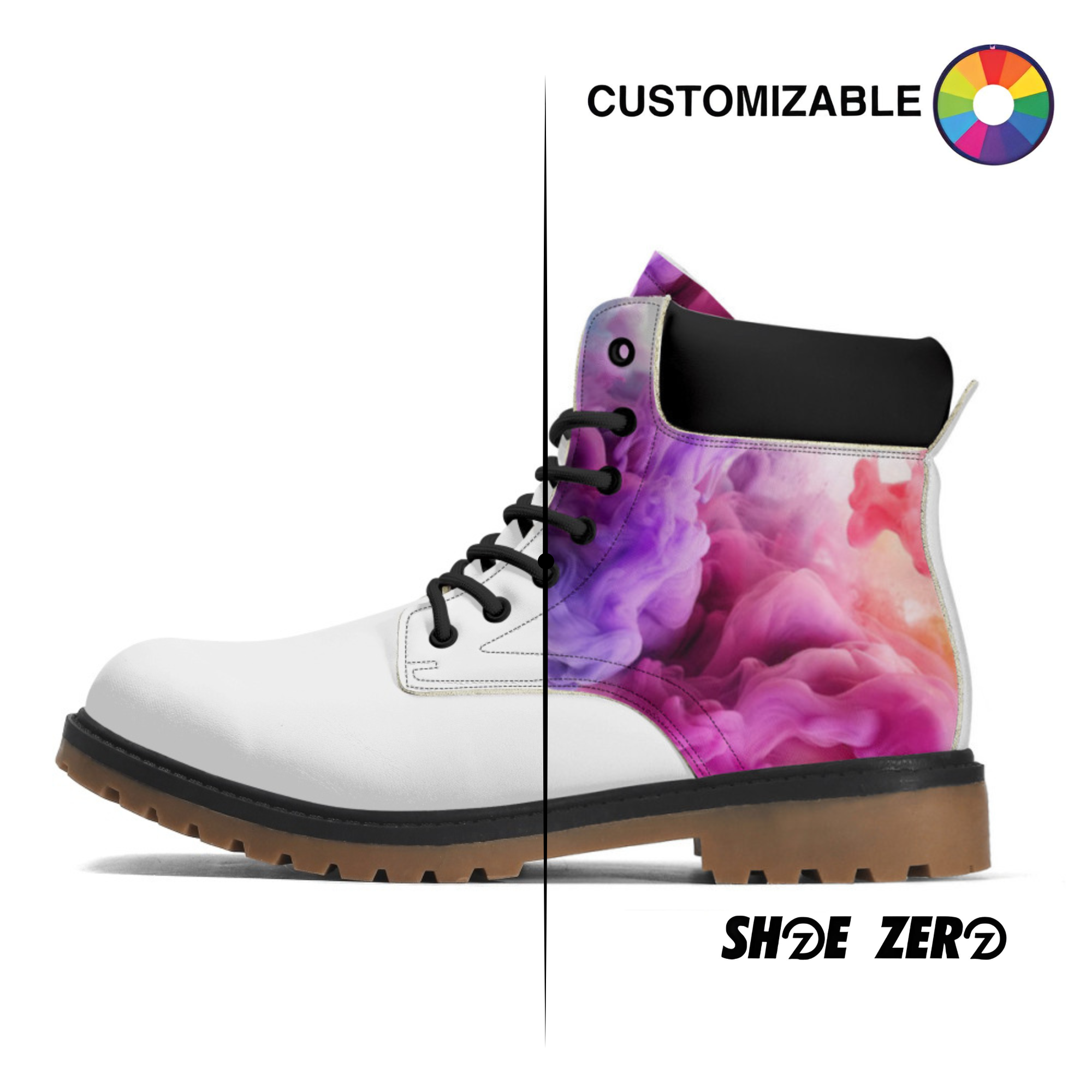 Customizable Vegan Leather Boots Brown Outsole Custom Boots Shoe Zero