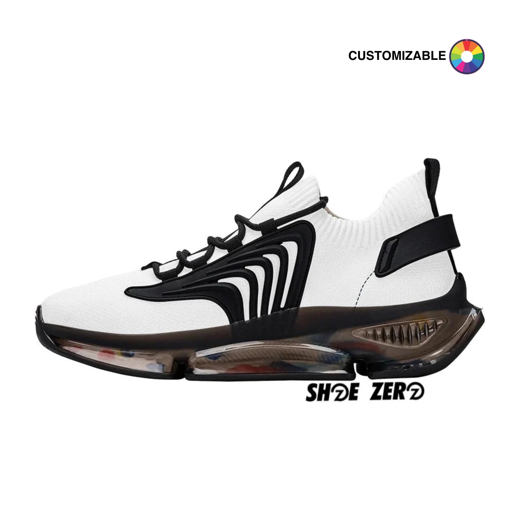 Customizable Air Heel React Sneakers (Black) | Design your own | Shoe Zero
