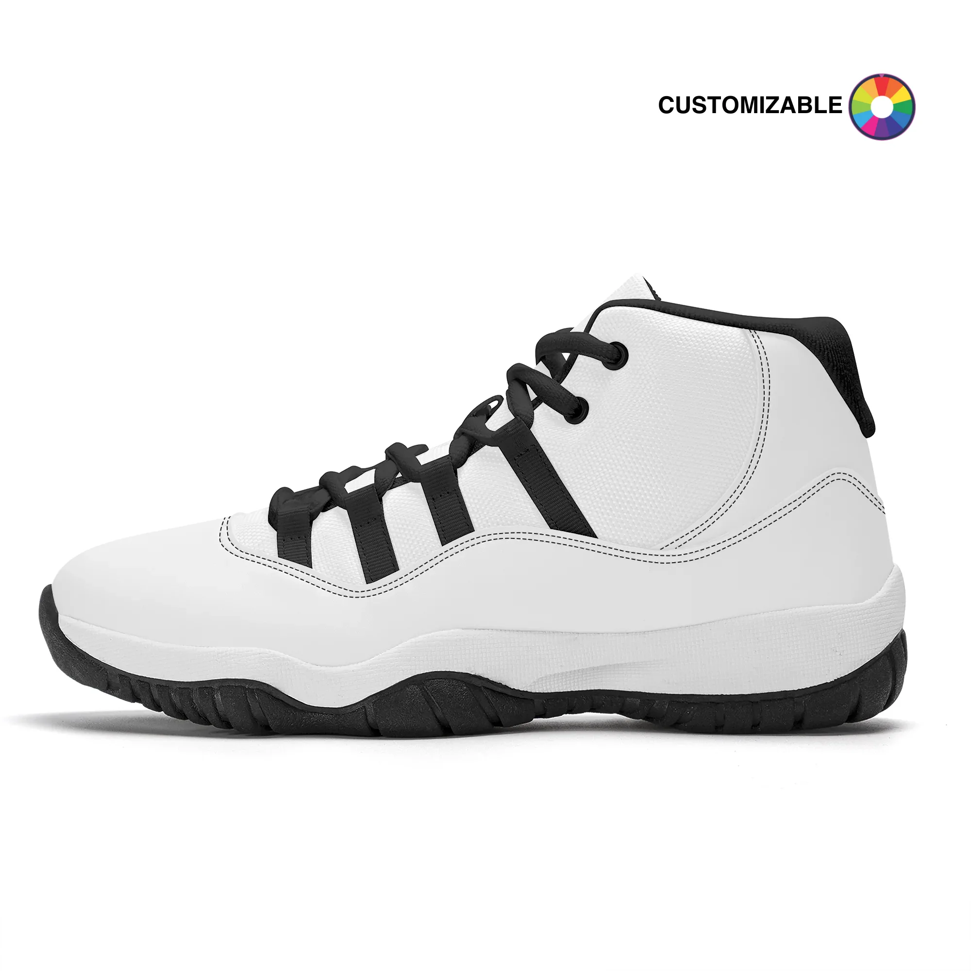 Customizable High Top Air Retro Sneakers (Black Lace)