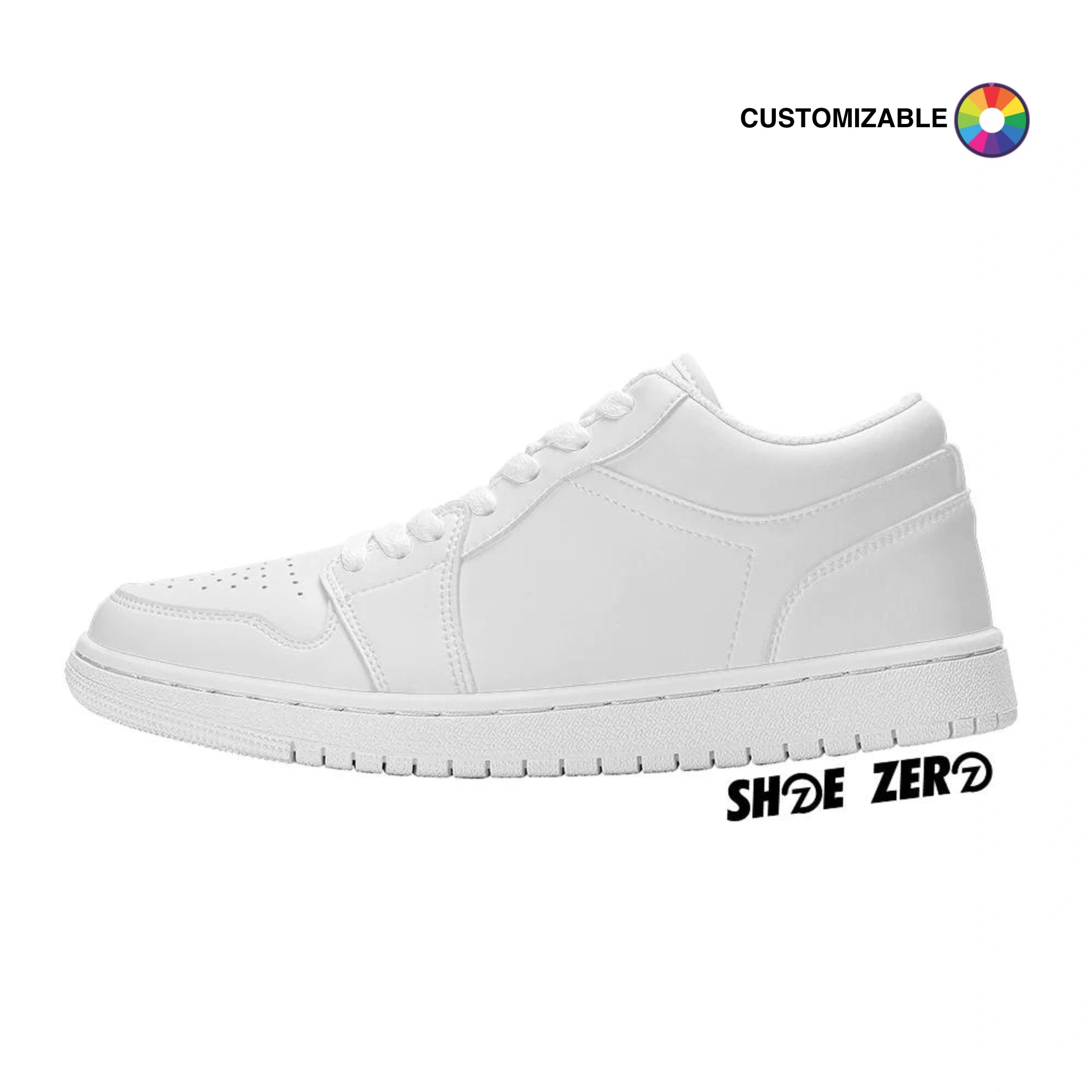 Customizable Vegan Leather Skateboard Sneakers (White) | Design your own Low Top | Shoe Zero