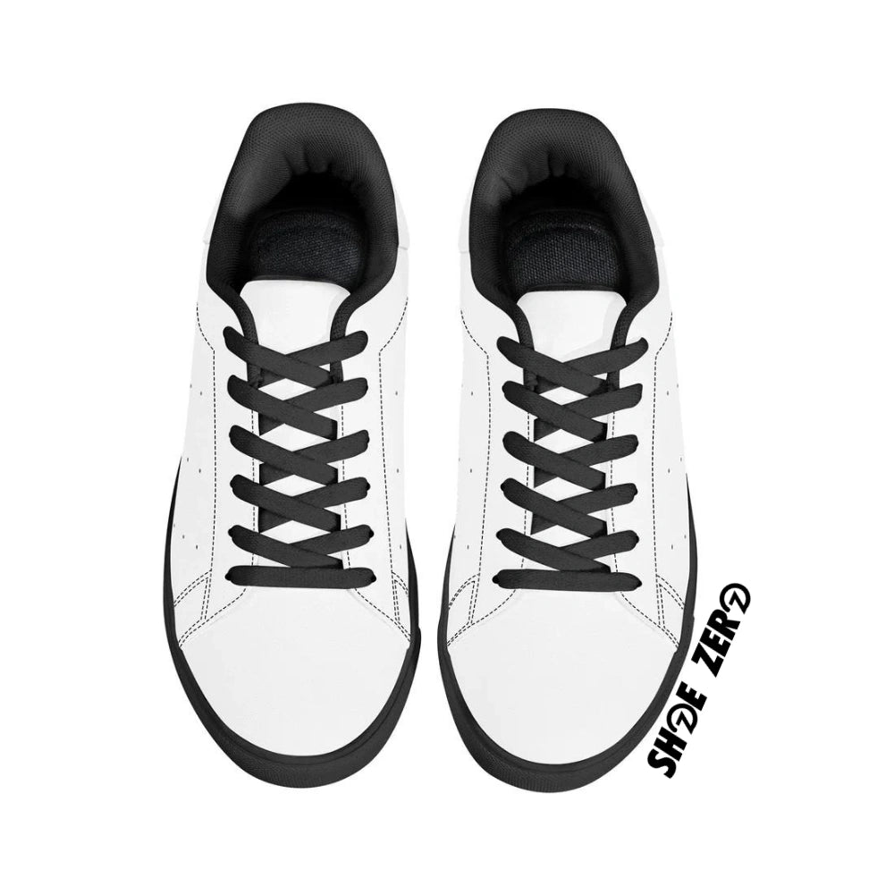 Customizable Breathable Vegan Leather Sneakers (Black) Low Top