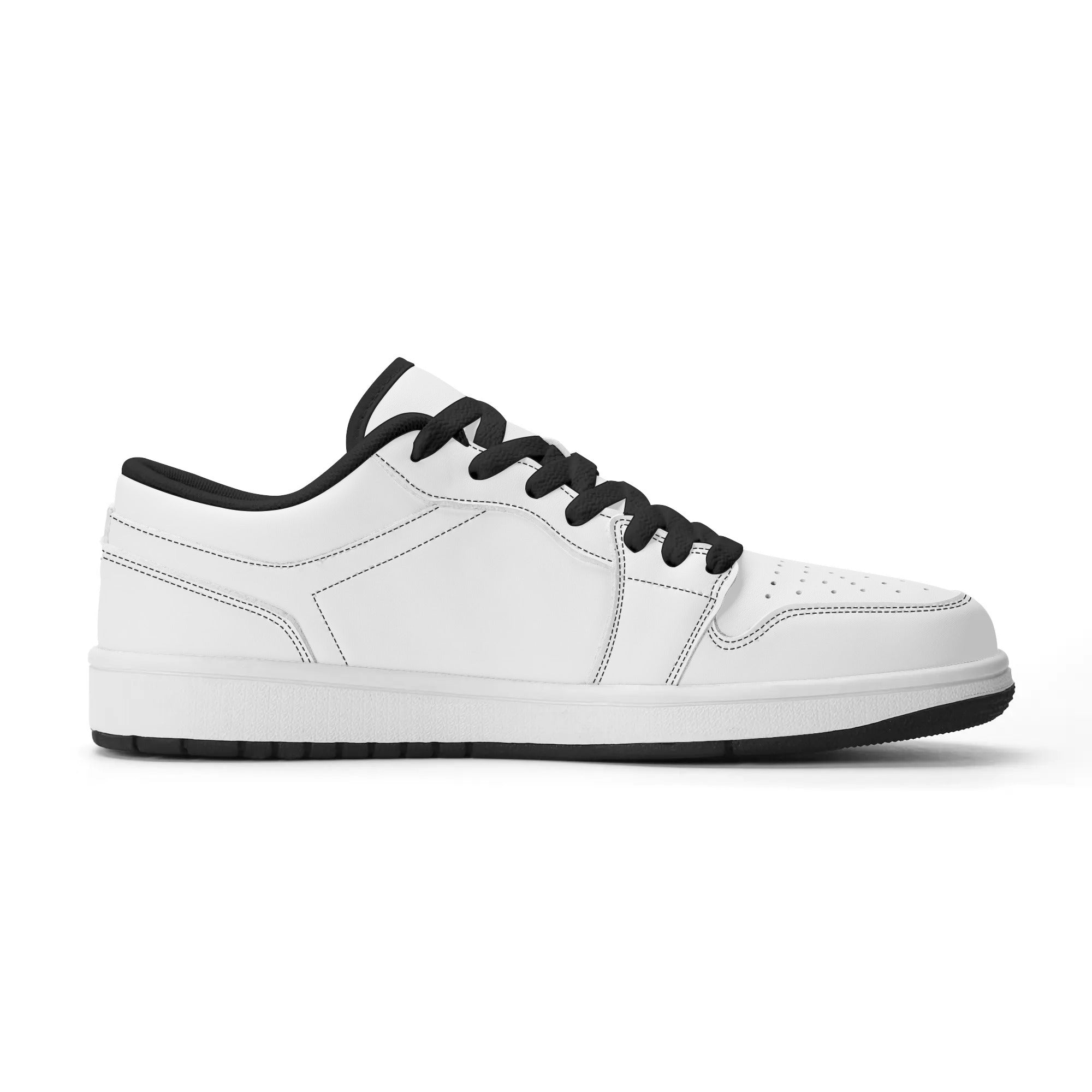 2.0 Customizable Vegan Leather Skateboard Low Top Sneakers (White)