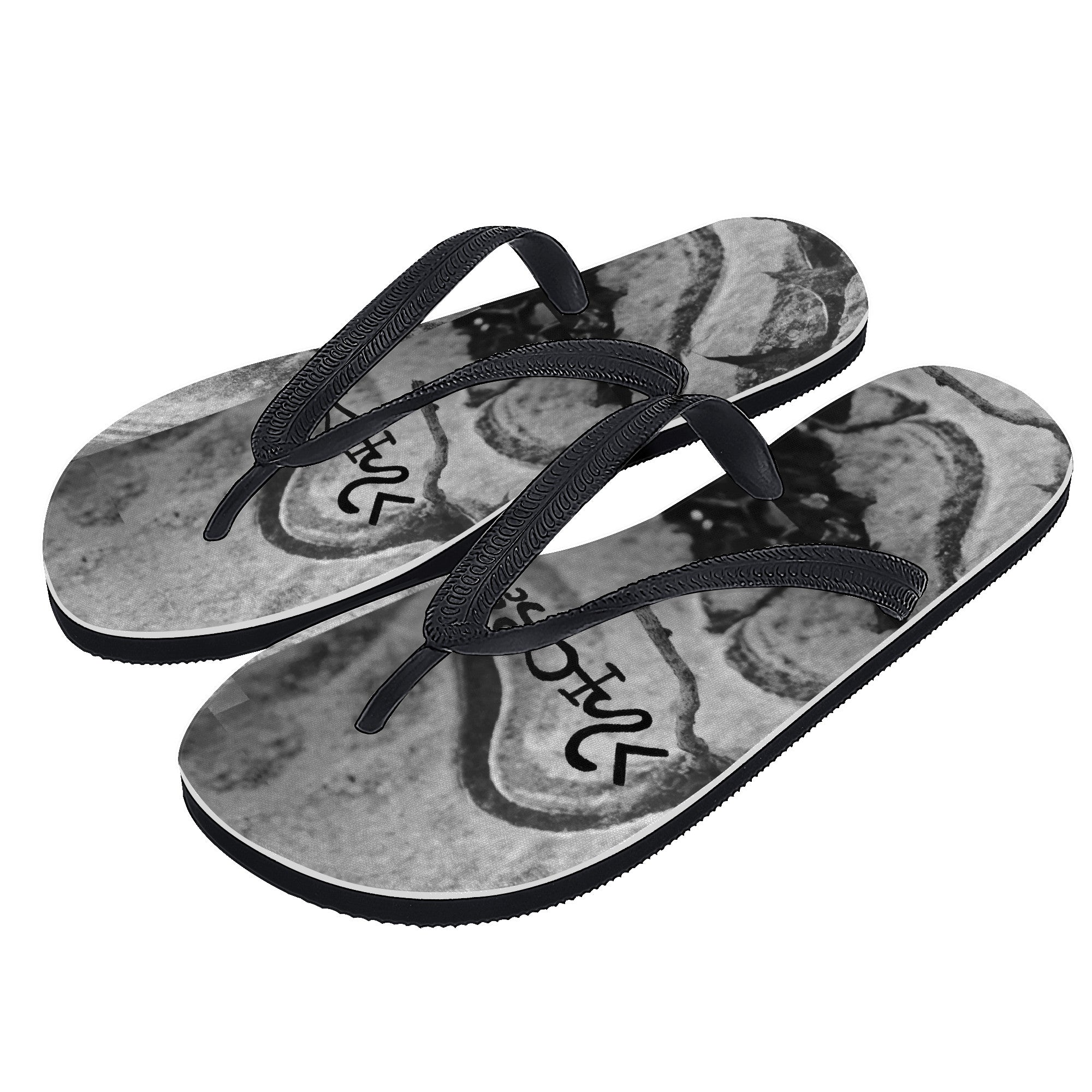 We thank you -grey cusotmized flip flop by Sylliboy - Shoe Zero