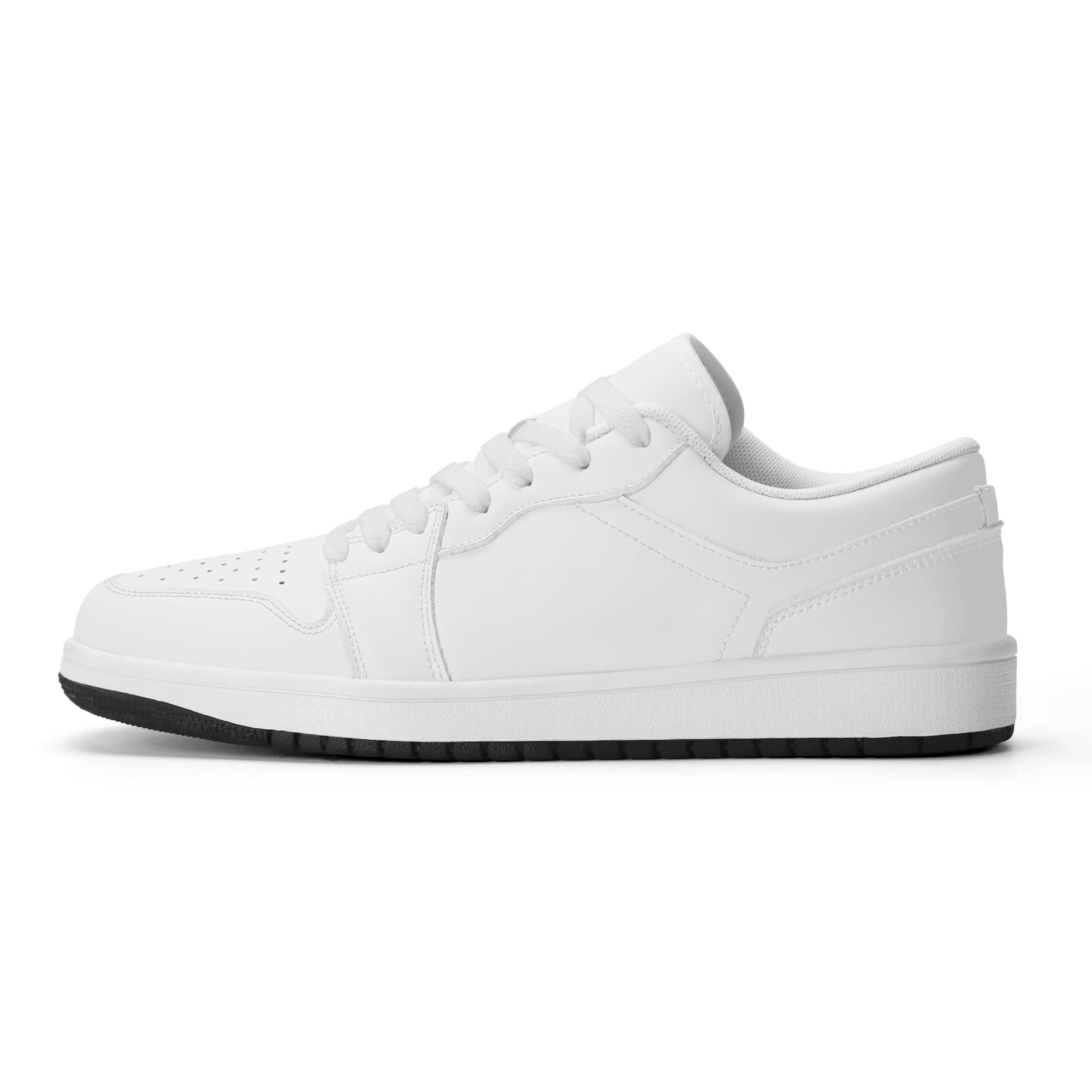 2.0 Customizable Vegan Leather Skateboard Low Top Sneakers (White)