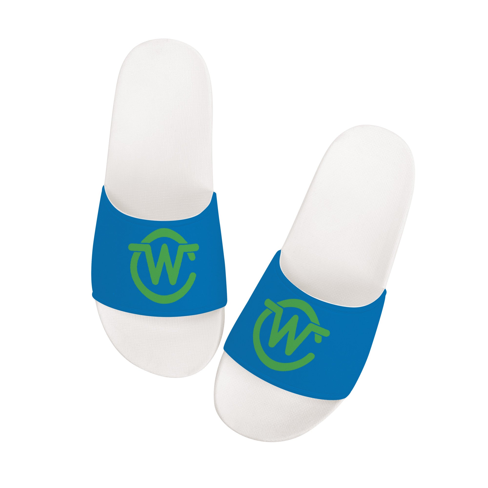 Woodcliff Lake Custom Slide Sandals - Blue and Green - Shoe Zero
