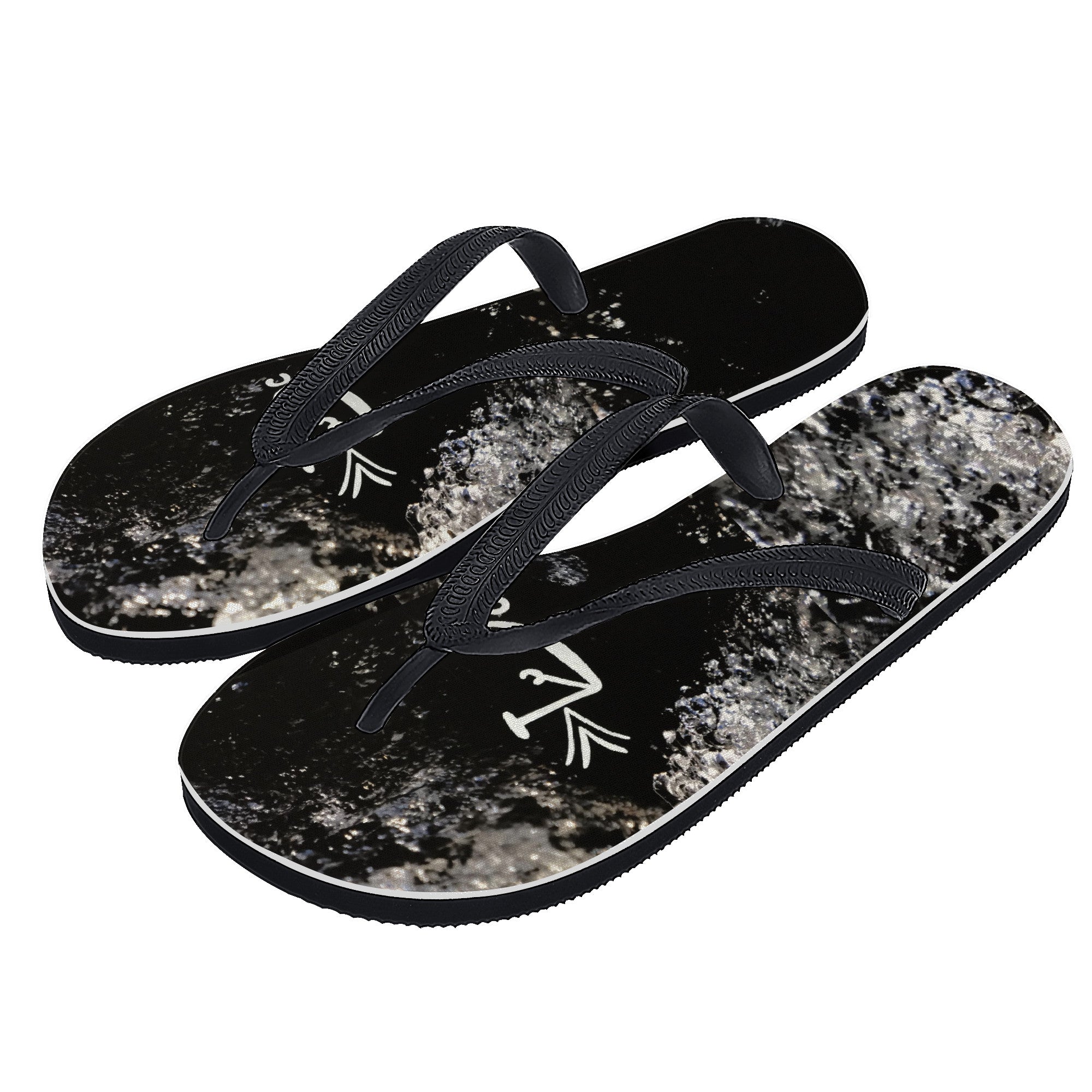 Listen to us -black flip flop by Sylliboy - Shoe Zero