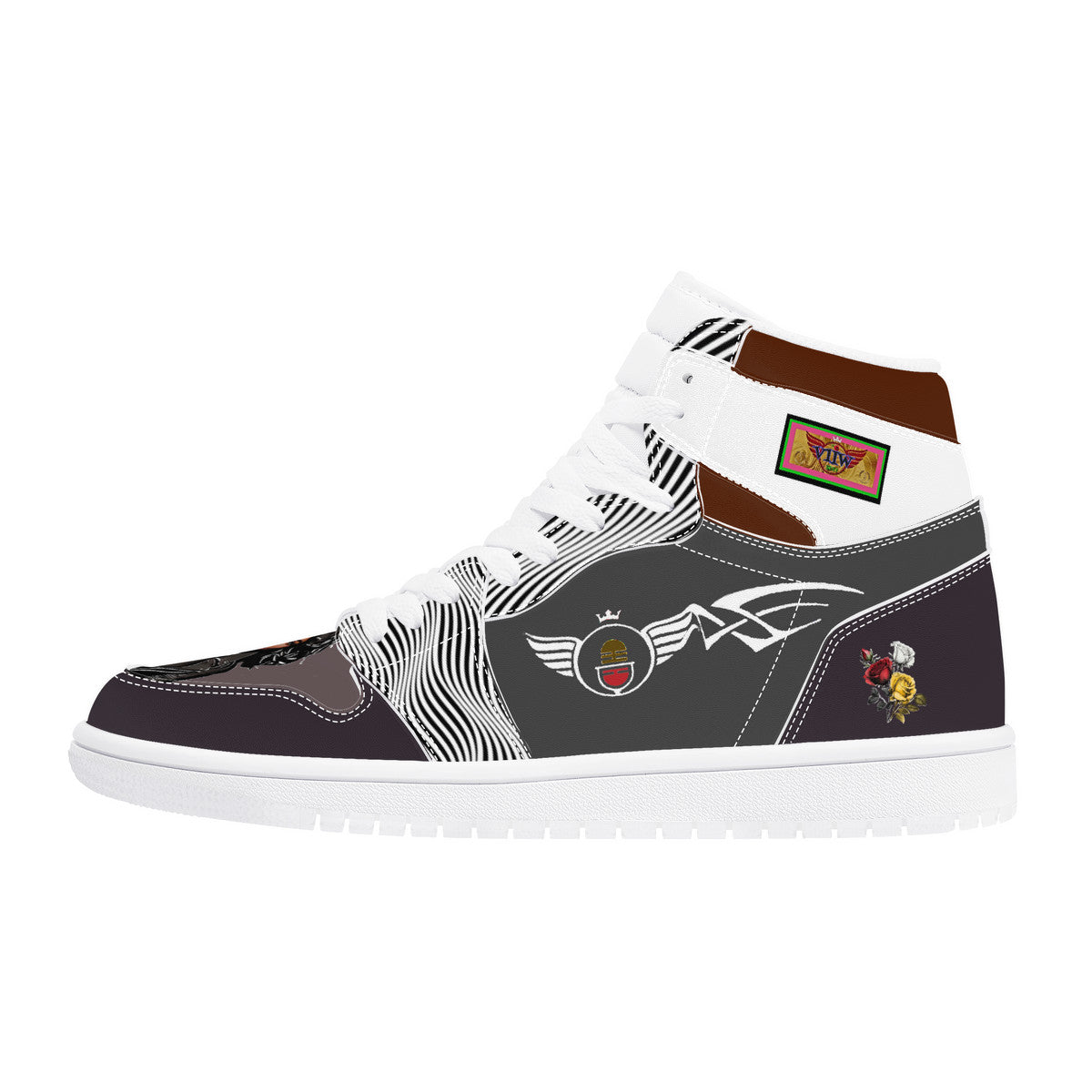 Gold Women Tribute Customized High Top Grey Sneaker - Shoe Zero
