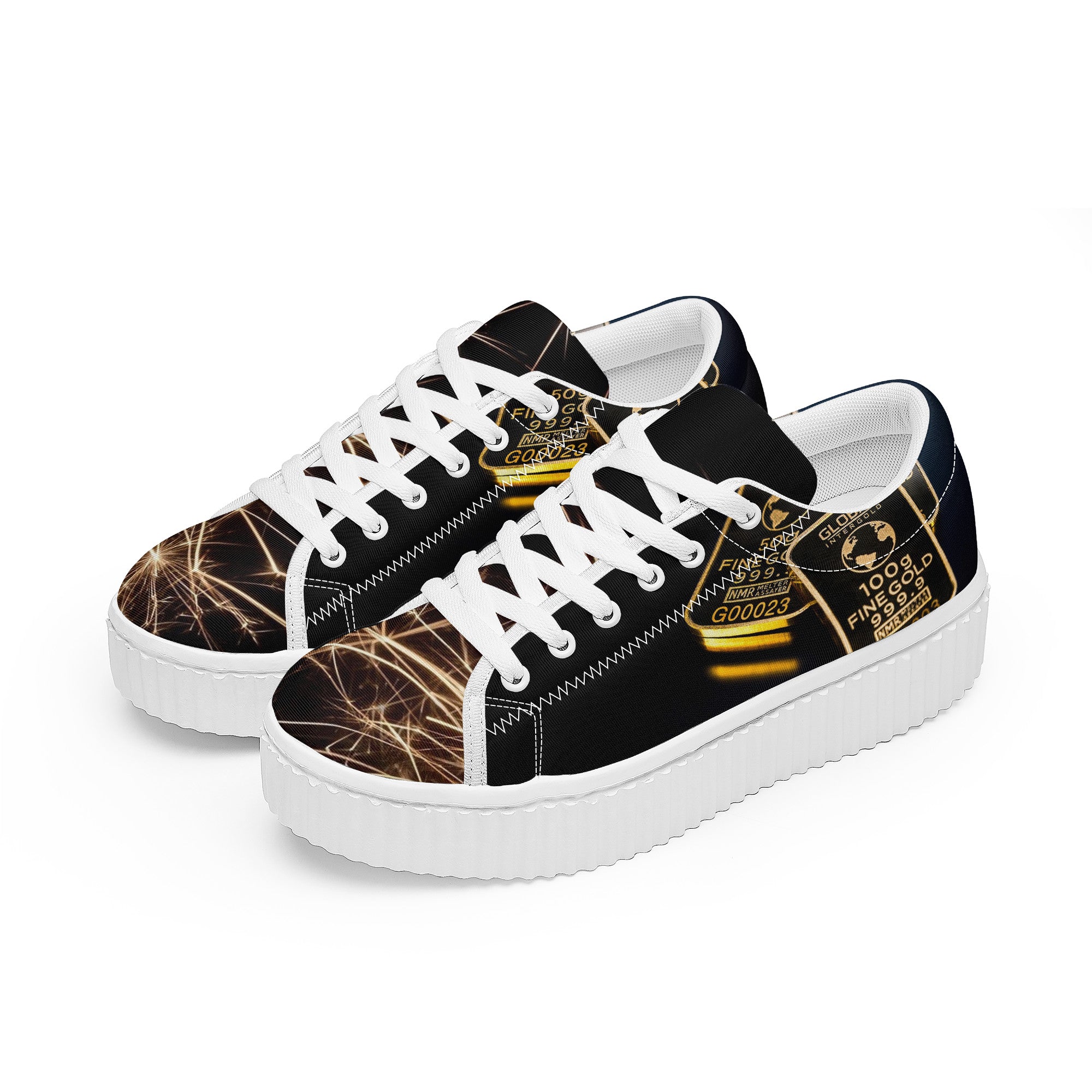 Gold Bars Women's Sneaker | Low Top Customized | Shoe Zero