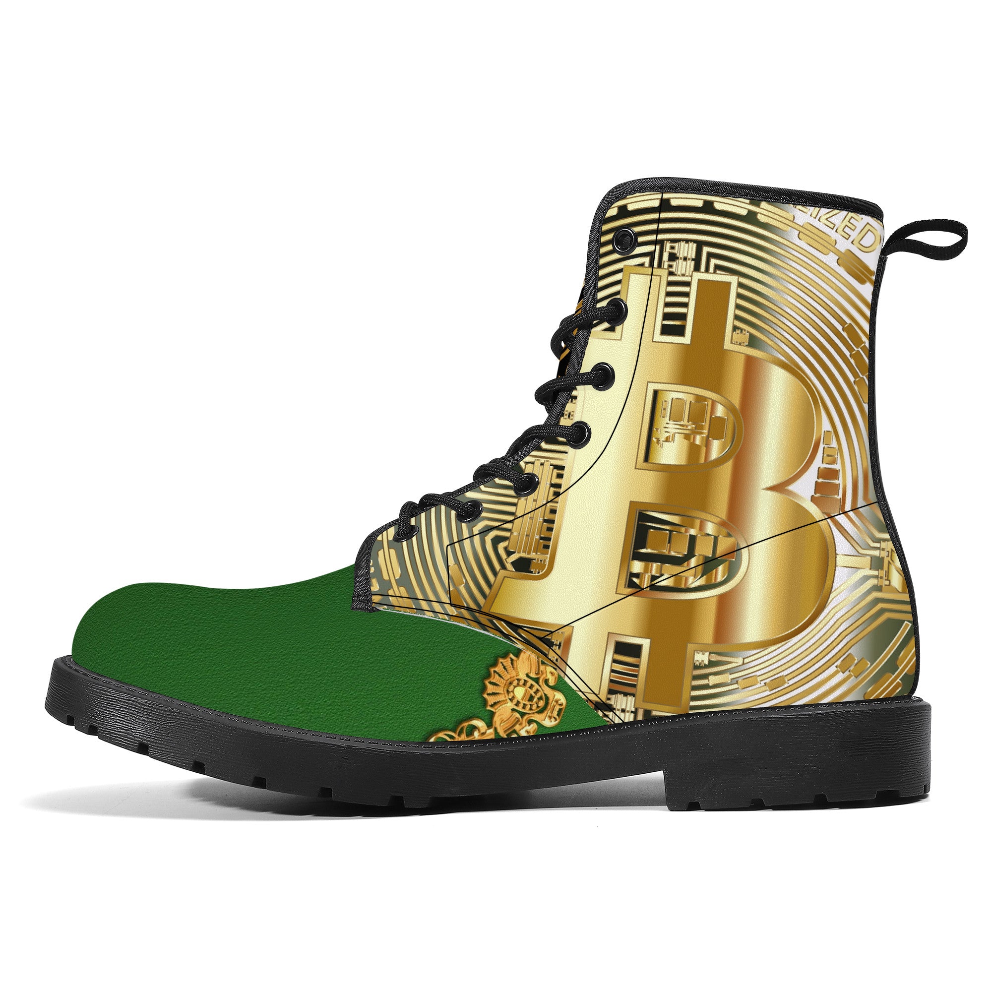 Bitcoin Boots Synthetic Vegan Leather | Boots Customized | Shoe Zero