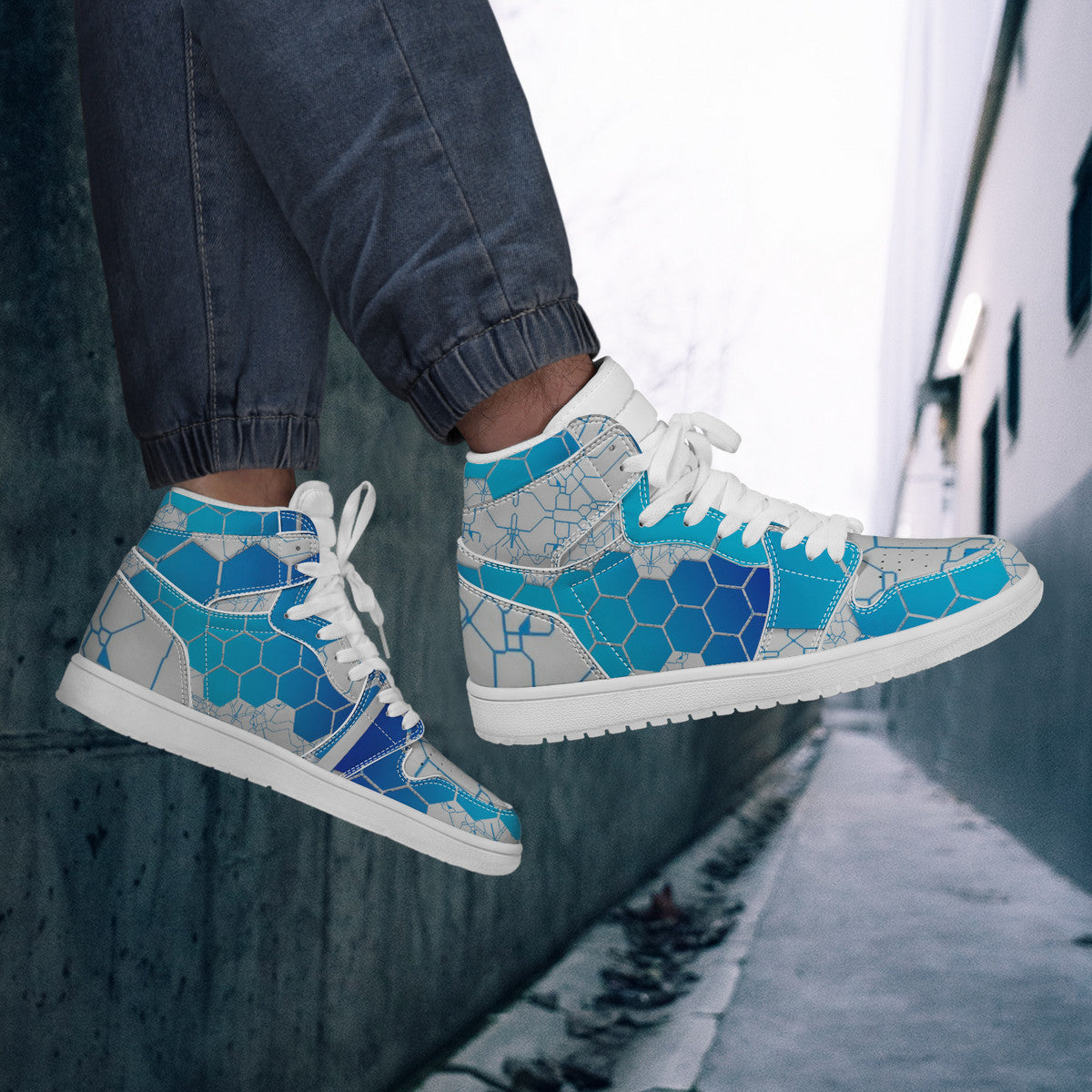 Cyber Grid Blue | Custom Branded Shoes | Shoe Zero