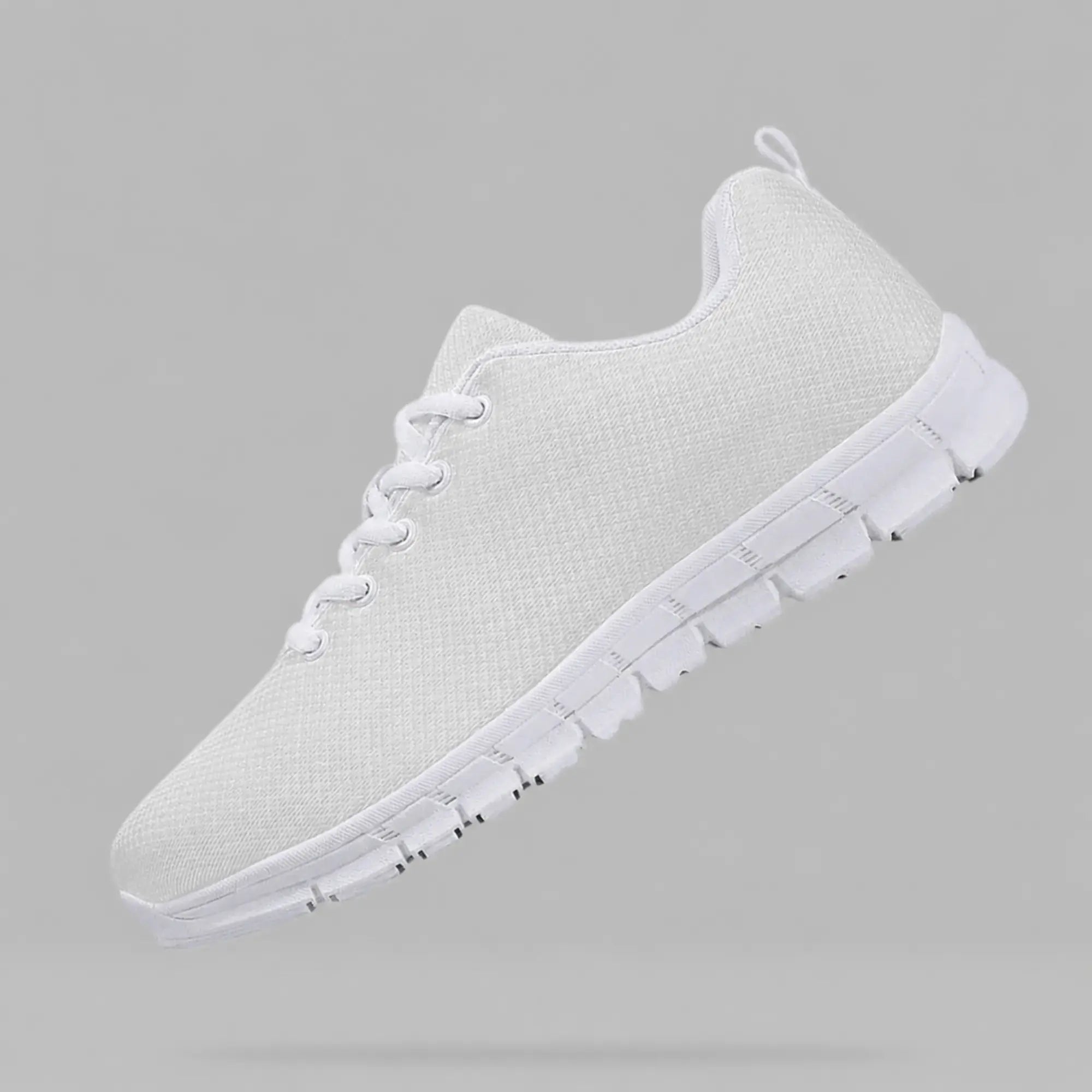 zero running shoes floating three-quarter white