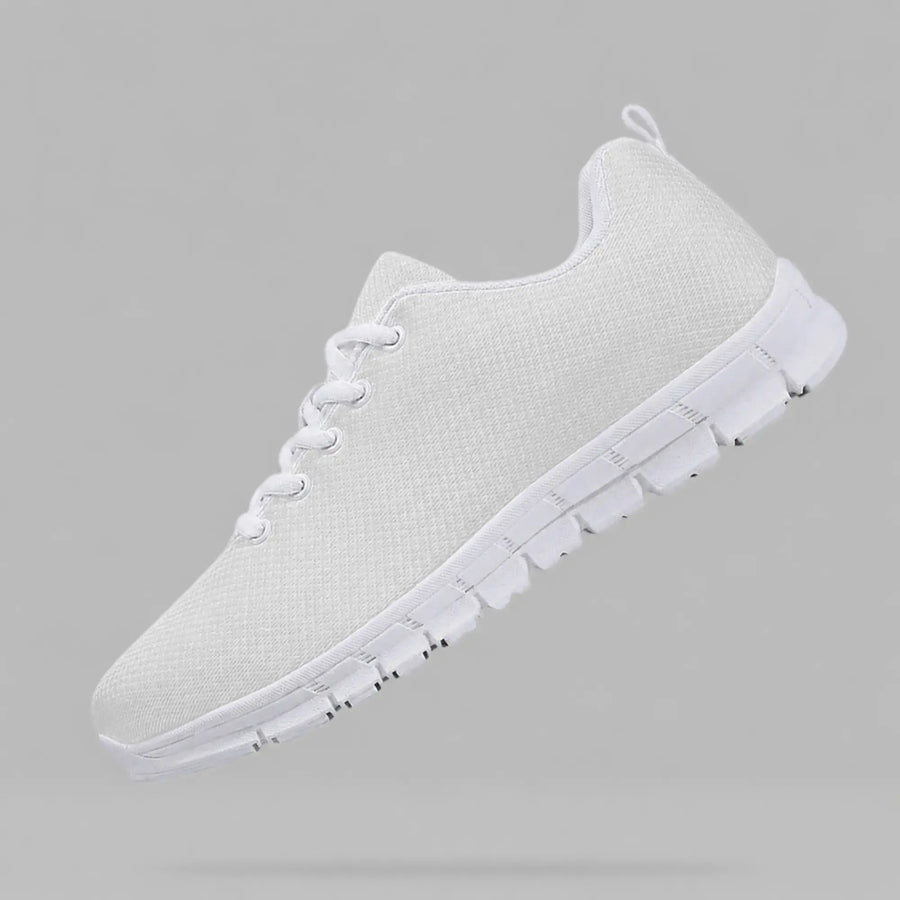 zero running shoes floating three-quarter white