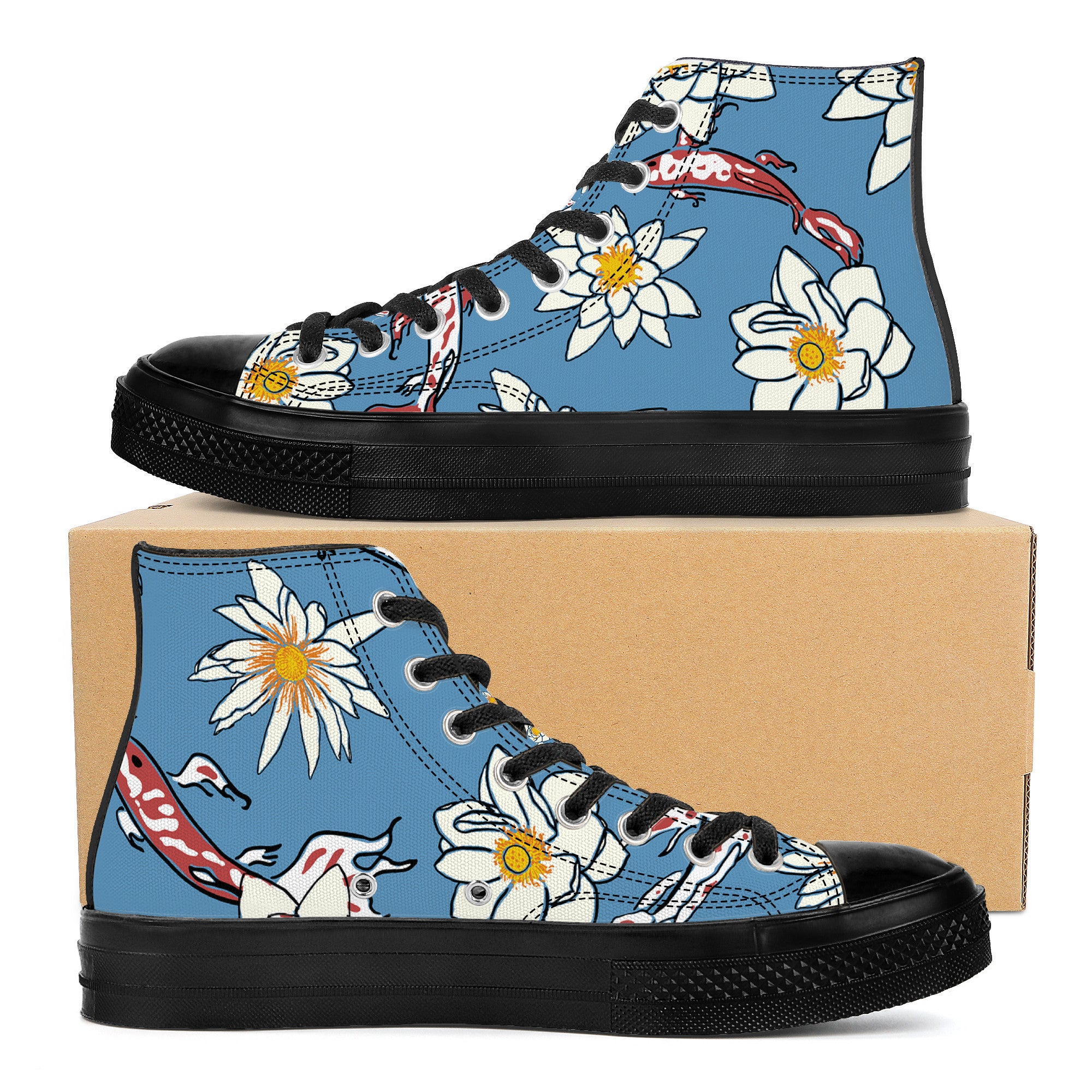 Blue Blossom | Custom Canvas High Top Shoes | Shoe Zero
