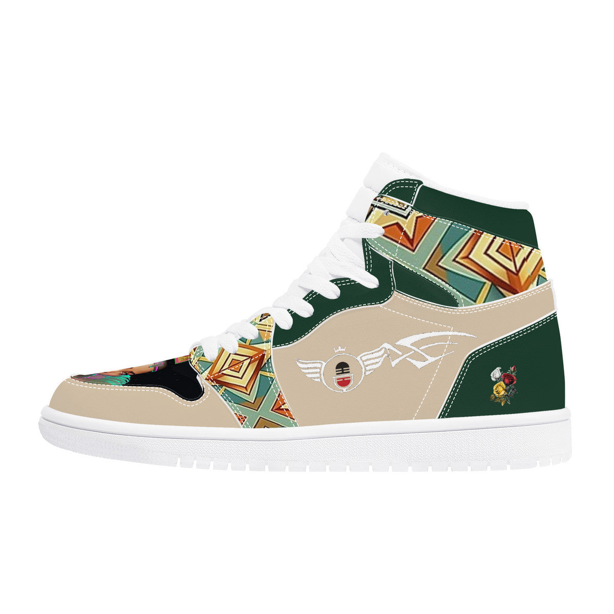 Gold Women Tribute Customized Cream High Top Shoes - Shoe Zero
