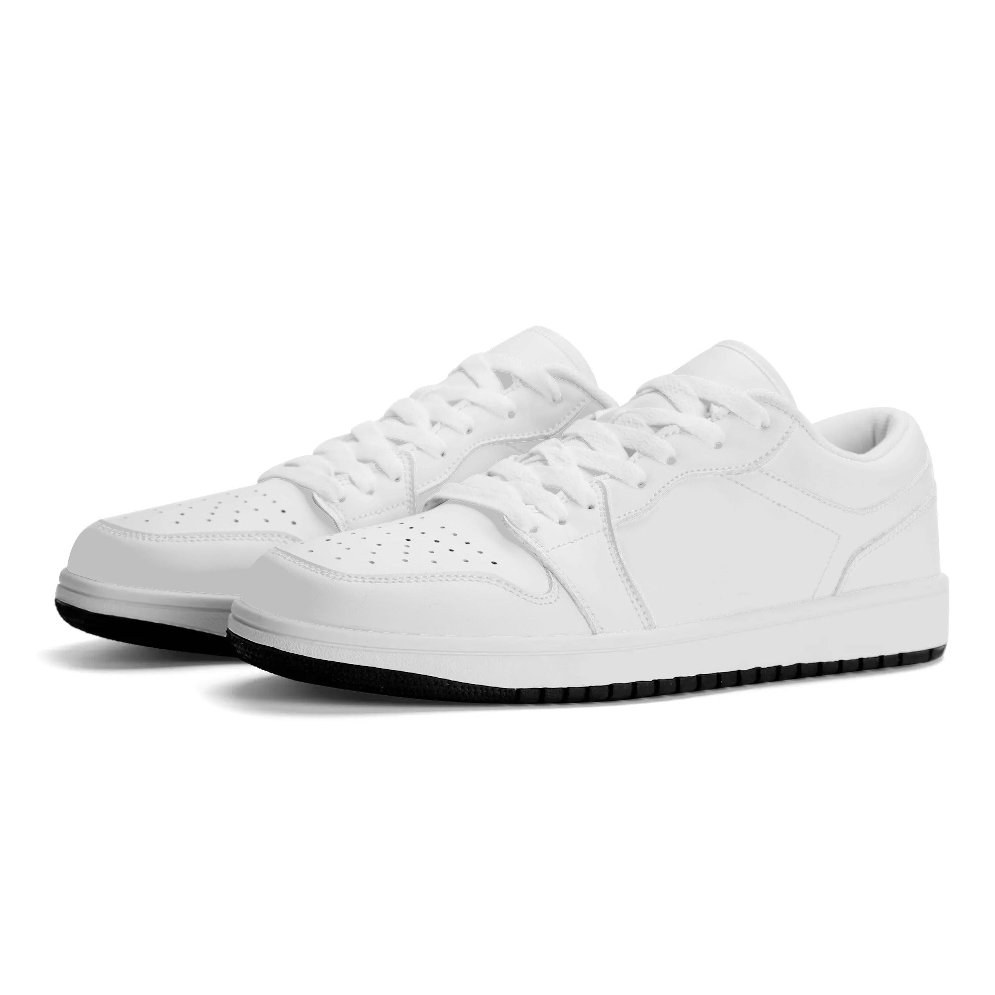 2.0 Customizable Vegan Leather Skateboard Low Top Sneakers (White)