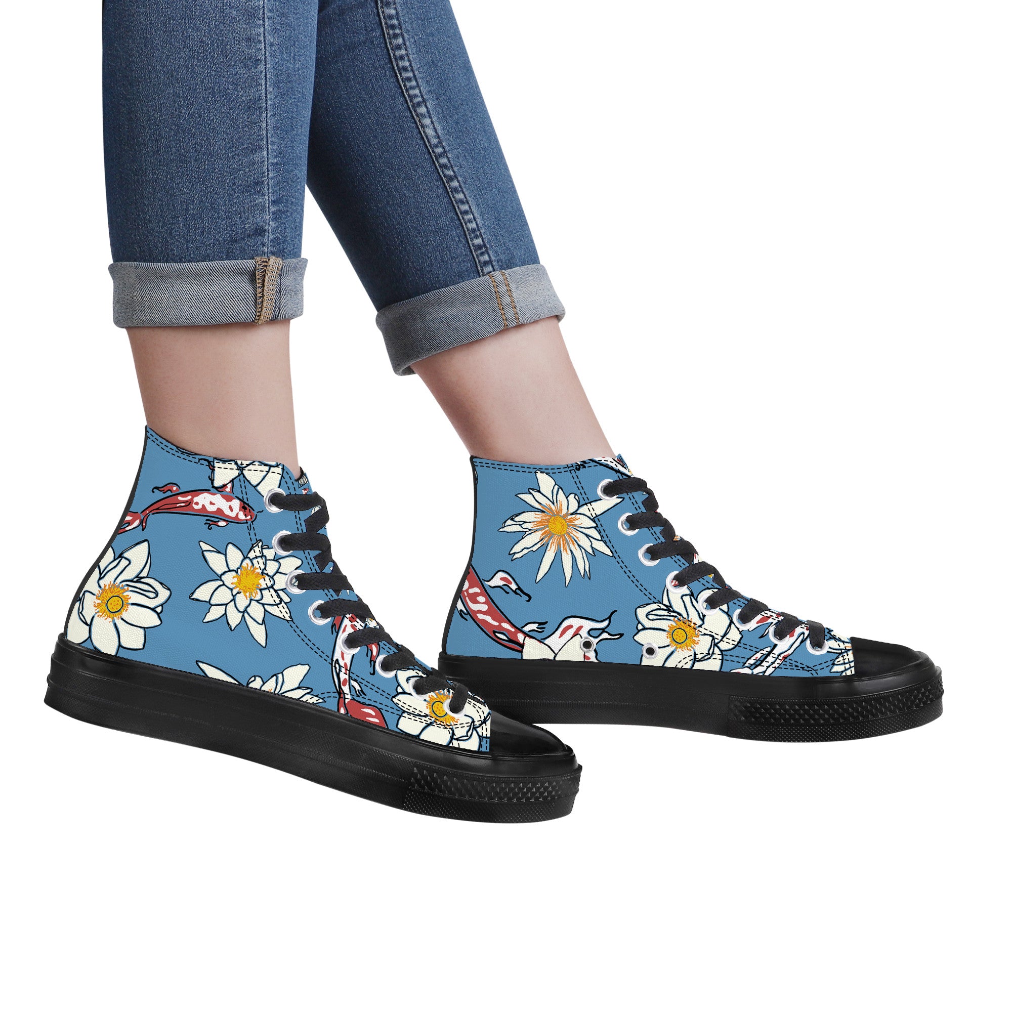 Blue Blossom | Custom Canvas High Top Shoes | Shoe Zero