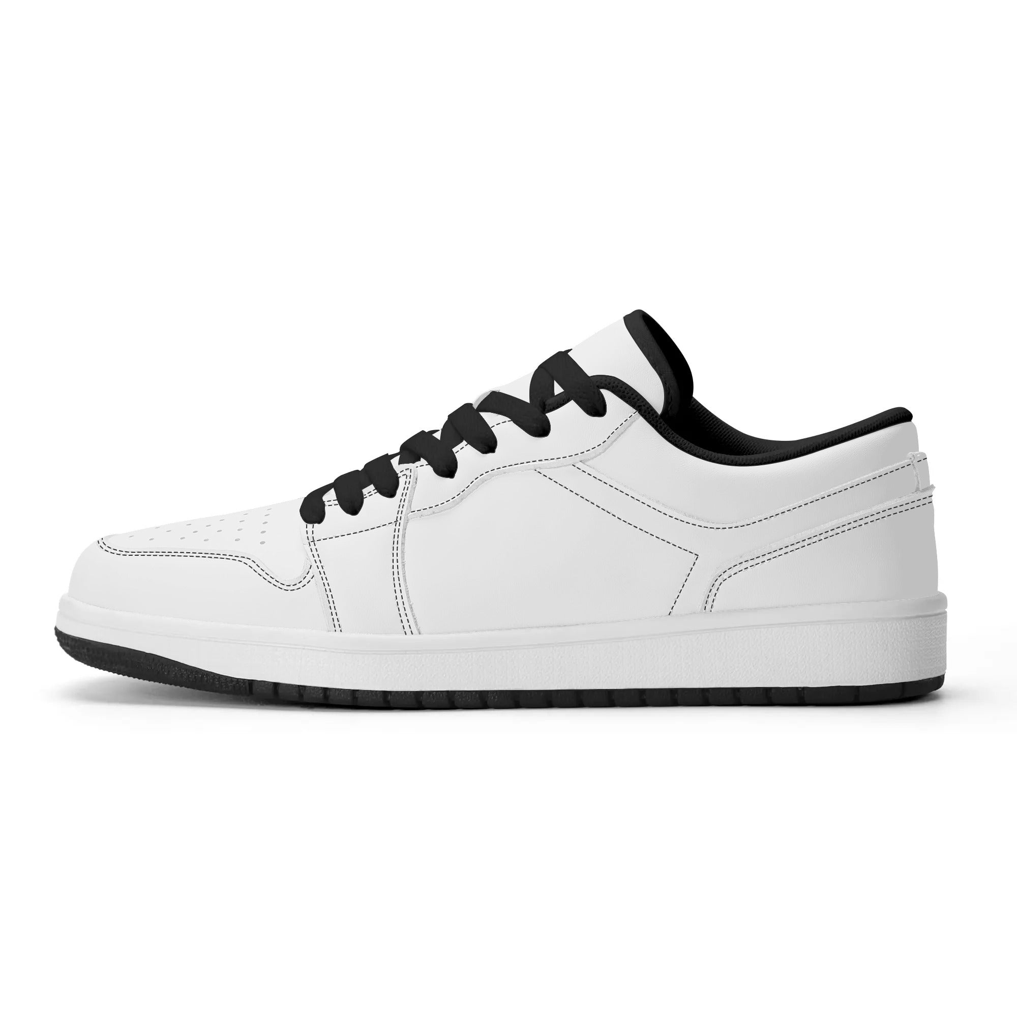 2.0 Customizable Vegan Leather Skateboard Low Top Sneakers (White)