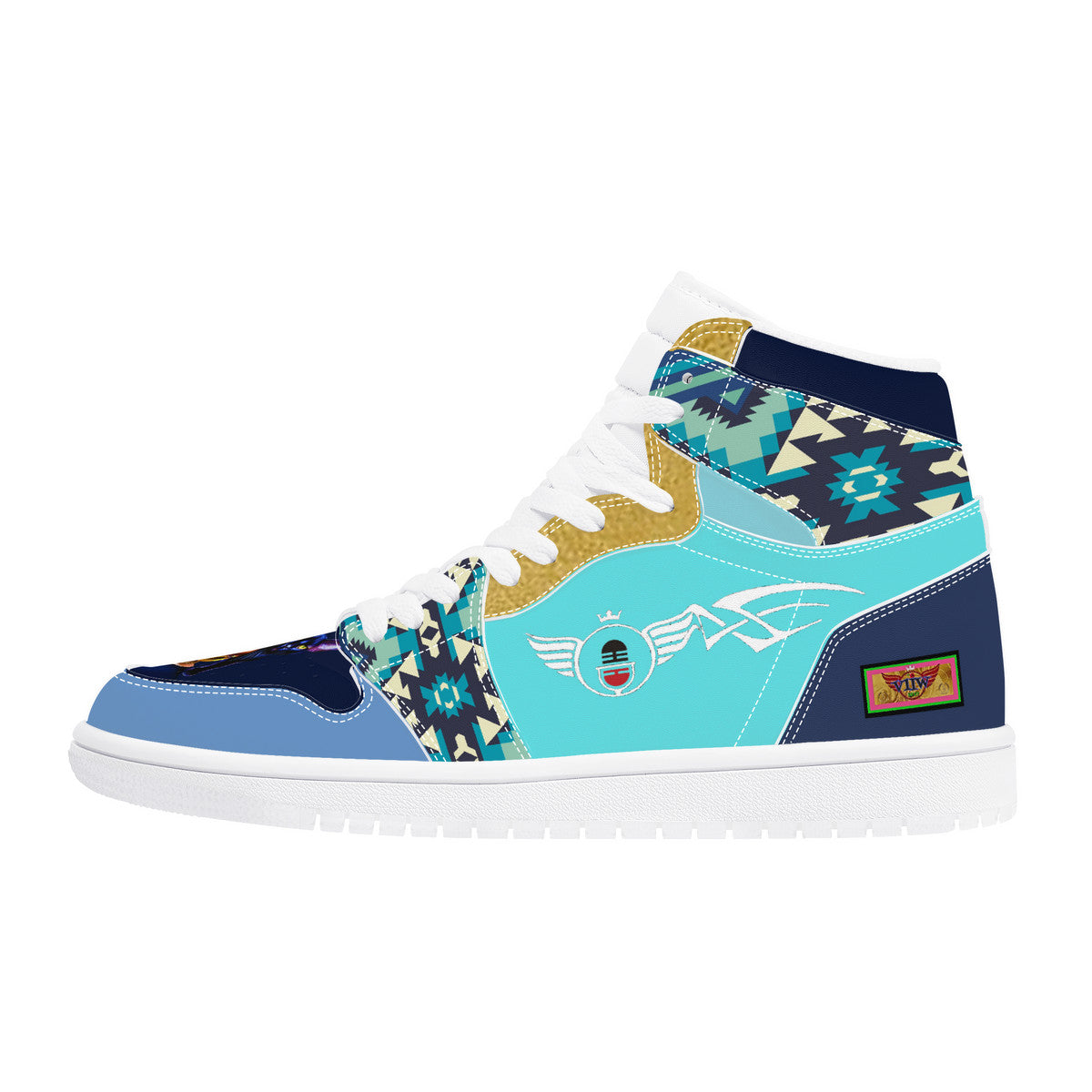 Gold Women Tribute Customized Blue High Top Shoes - Shoe Zero