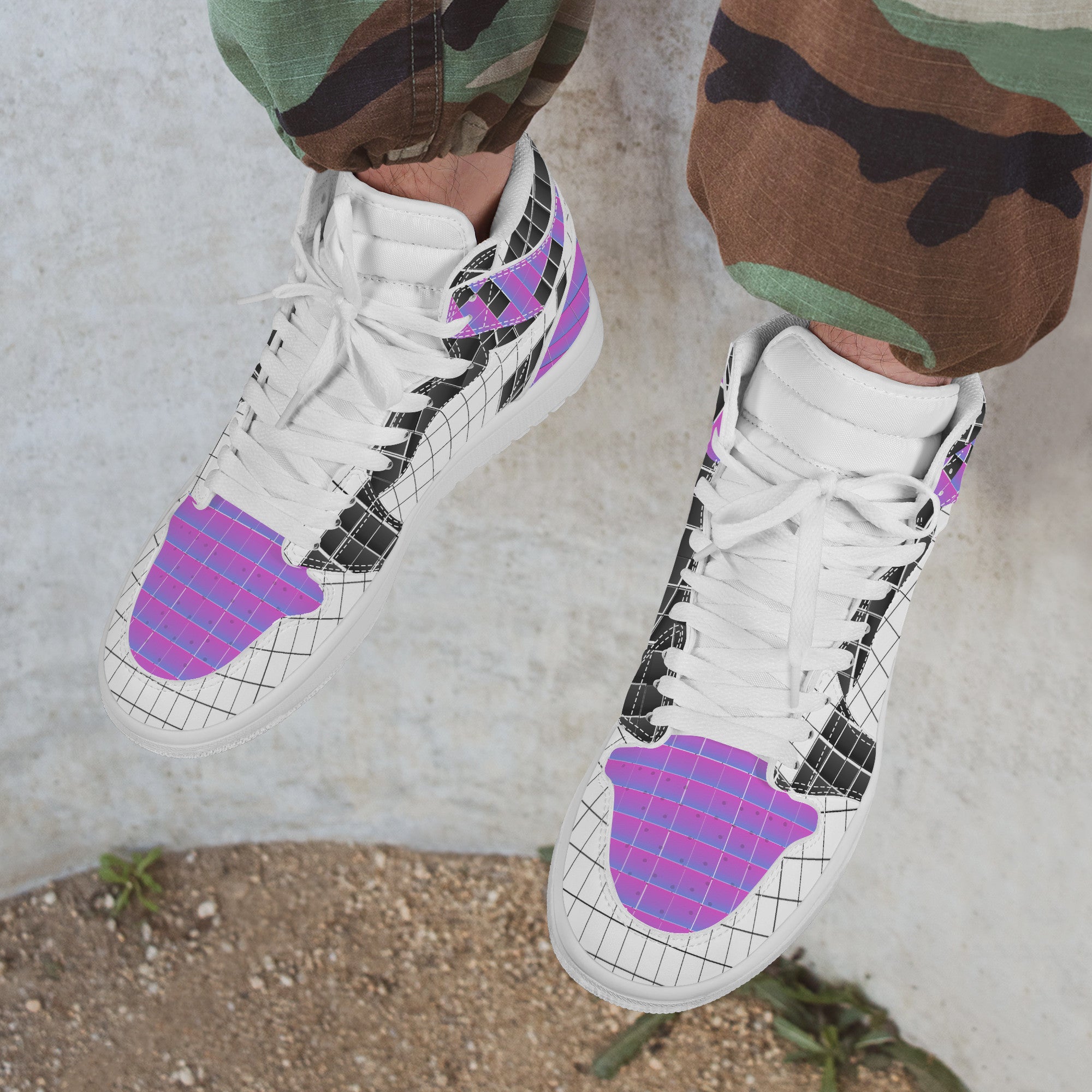 Design From NFT - Purple Pixel | High Top Customized | Shoe Zero