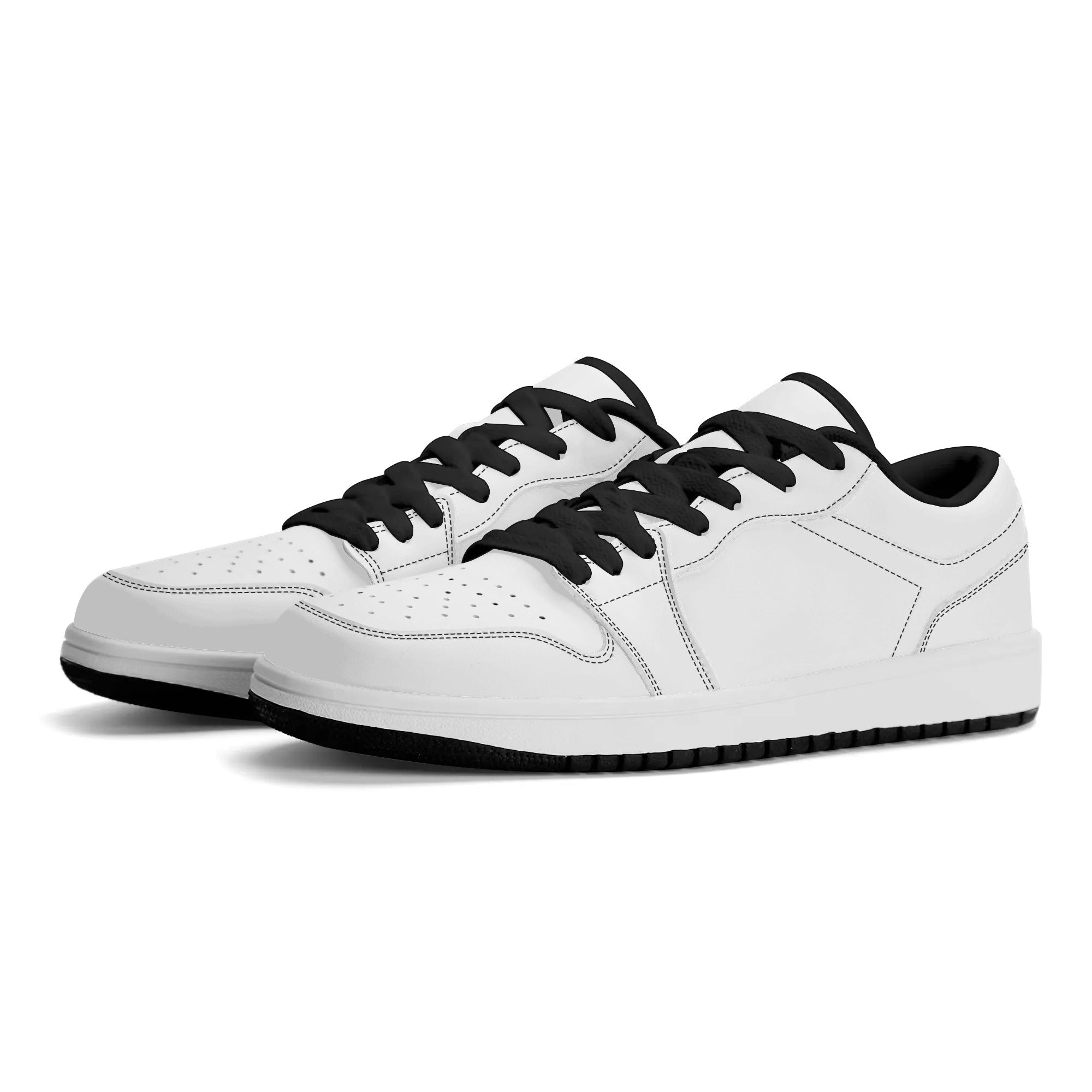 2.0 Customizable Vegan Leather Skateboard Low Top Sneakers (White)