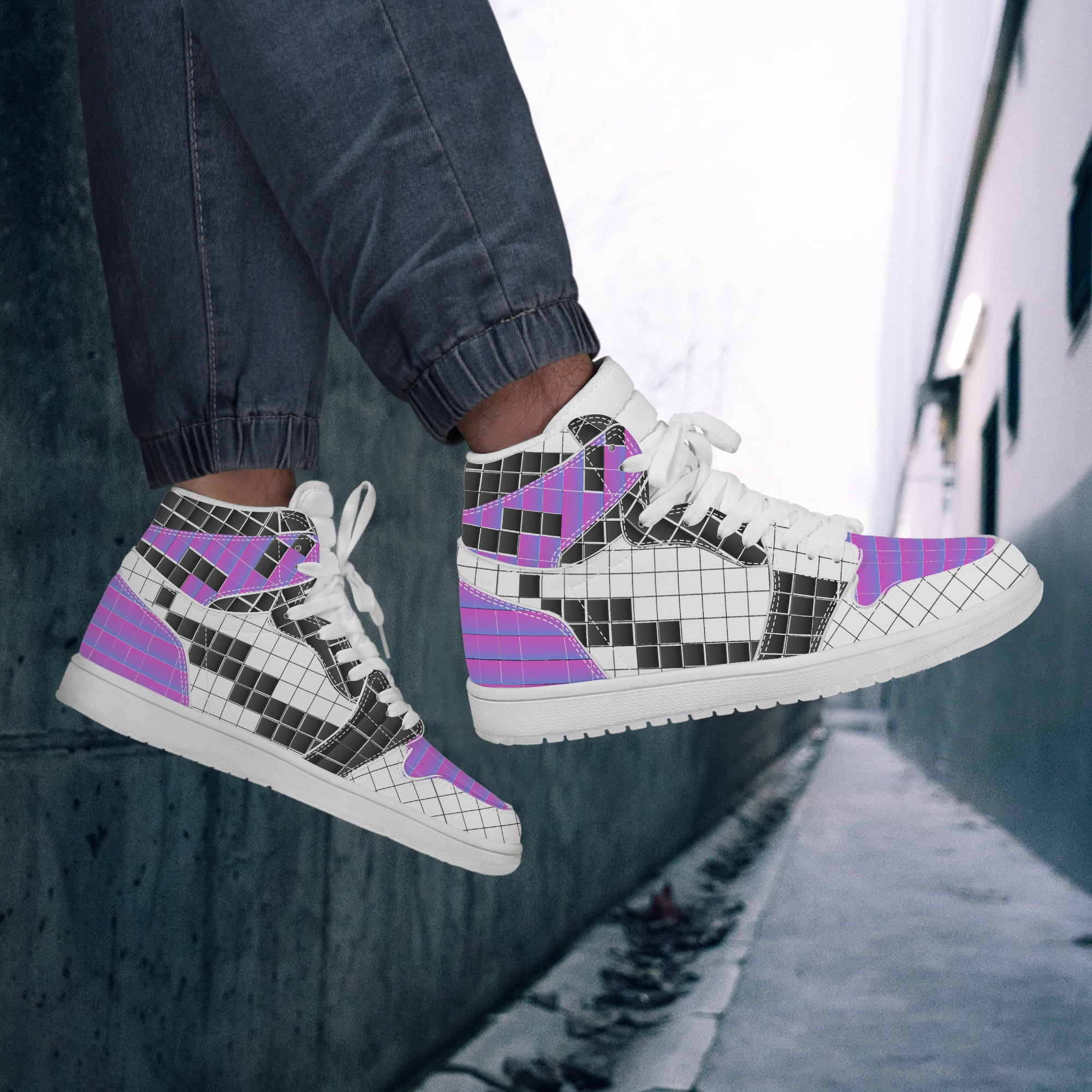 Design From NFT - Purple Pixel | High Top Customized | Shoe Zero