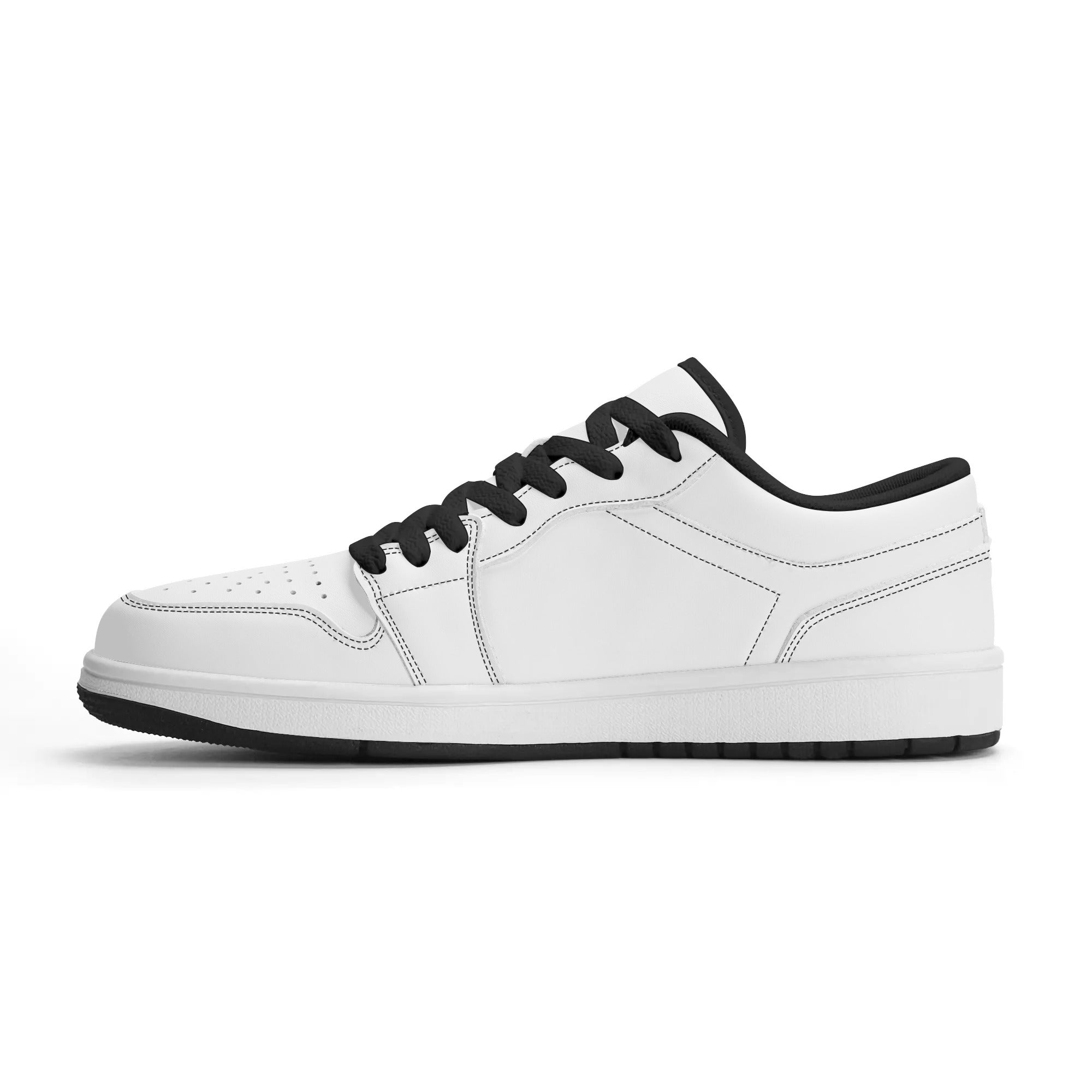 2.0 Customizable Vegan Leather Skateboard Low Top Sneakers (White)
