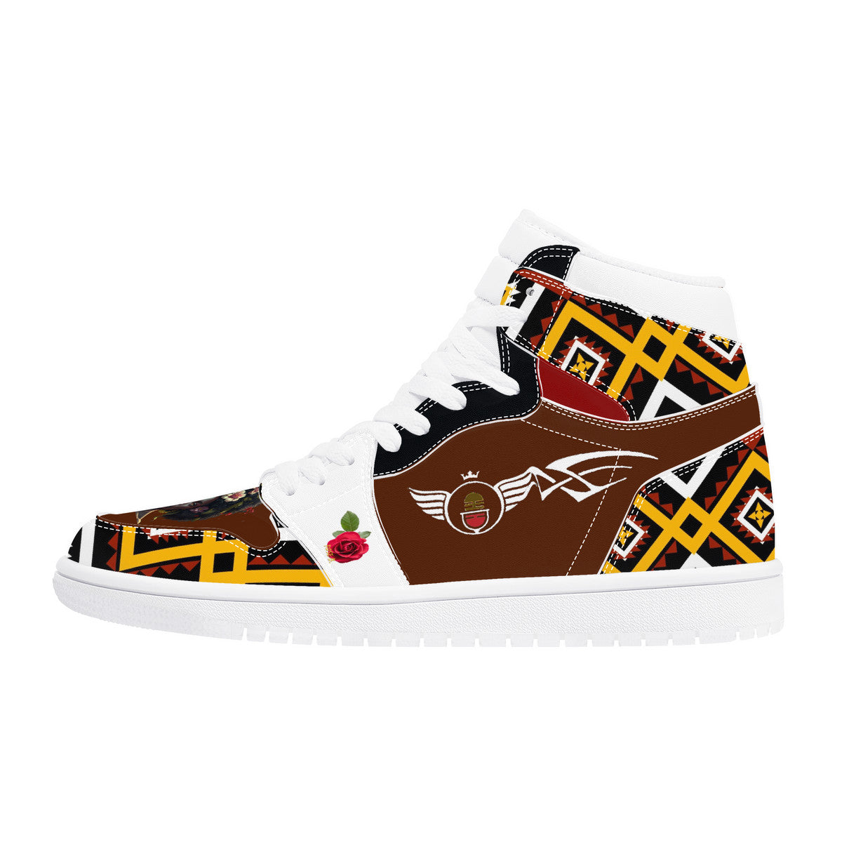 Gold Women Tribute Custom High Top Yellow and Brown Sneaker - Shoe Zero