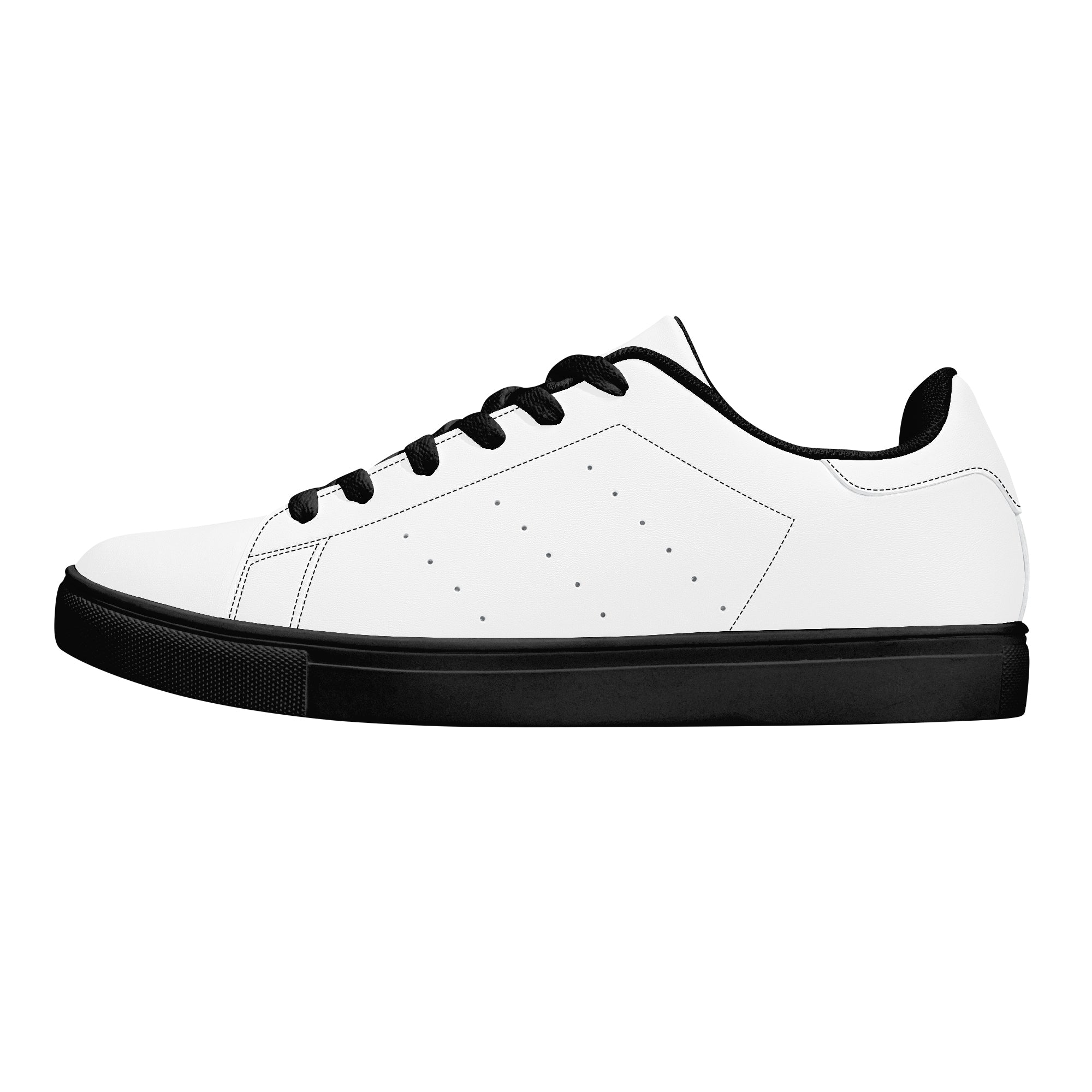 Customizable Low-Top Synthetic Leather Sneakers - Black - Shoe Zero