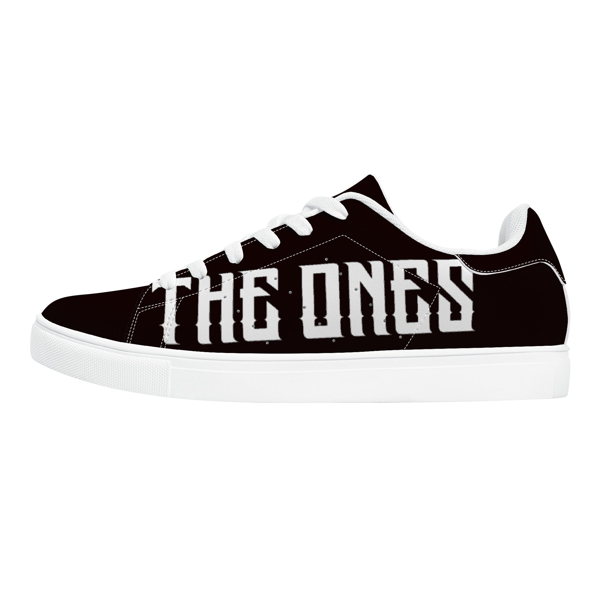 The Ones - Black Low-Top Synthetic Leather Sneakers - Shoe Zero