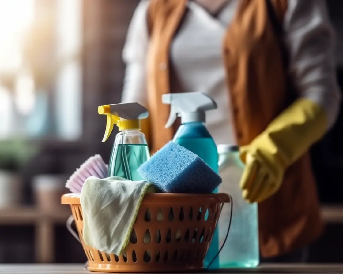 a lady with homemade shoe cleaner 
