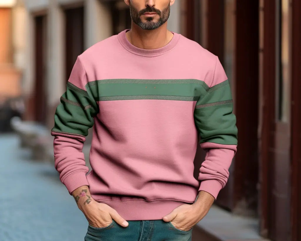 a man wearing sweatshirt with a style