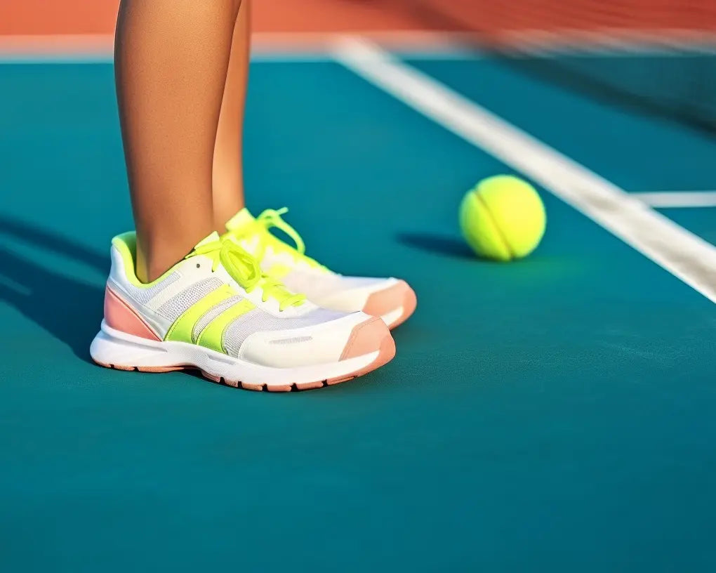 a woman wearing clean tennis shoes 