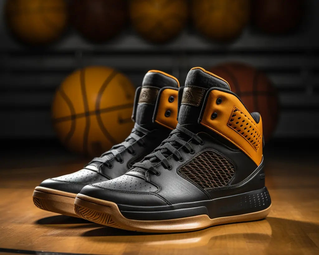 basketball shoes with basketball background
