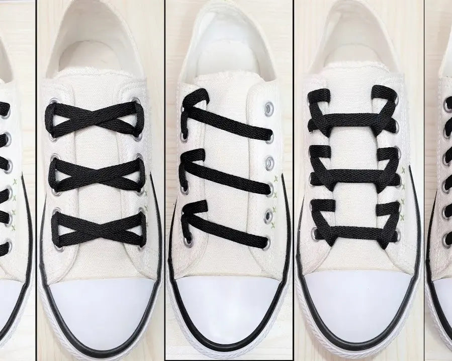 white shoes with cool lacing technique