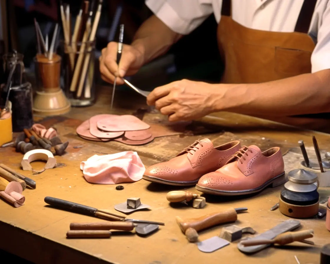 a man making handmade shoes