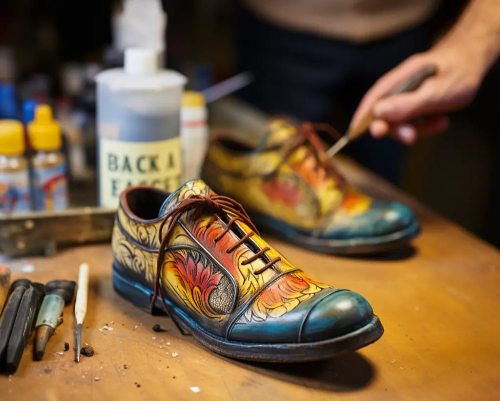 sealing stylish painted shoes