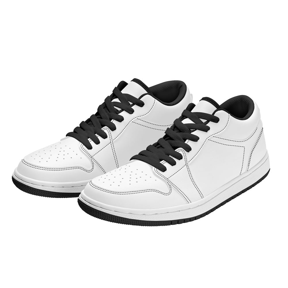 Customizable Vegan Leather Skateboard Sneakers (Black)