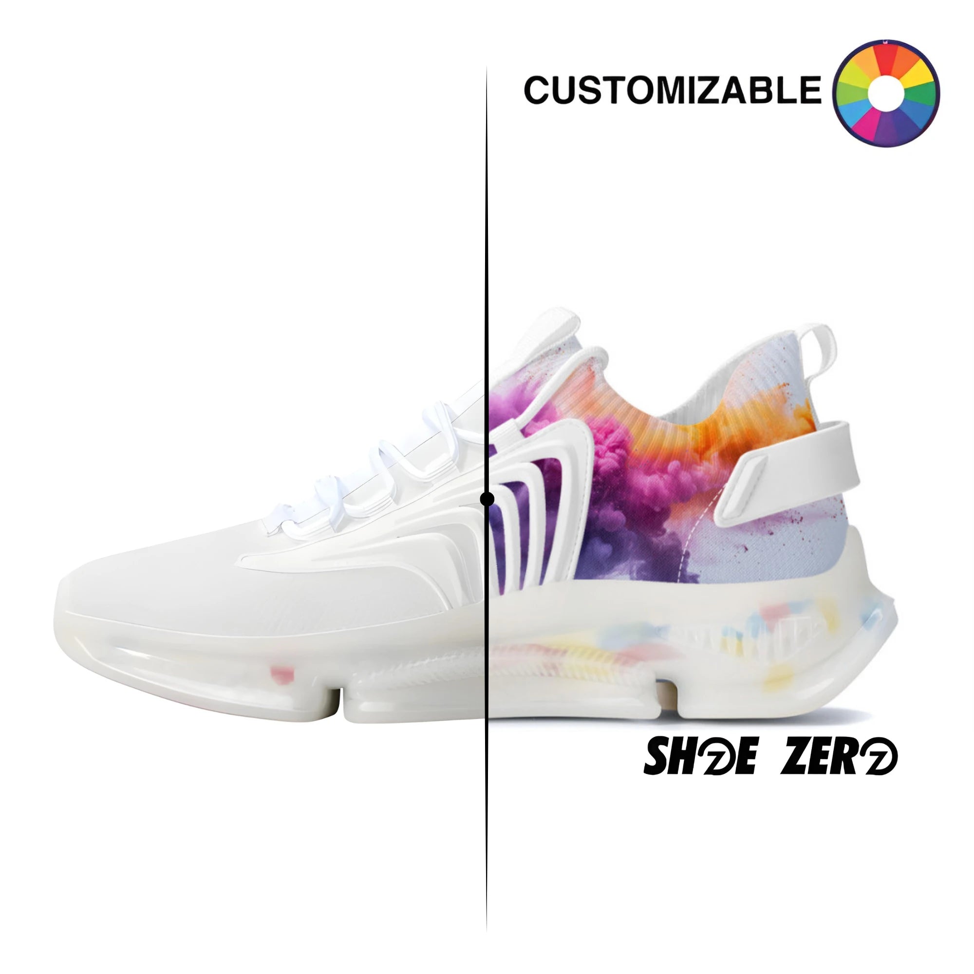 Customizable Air Heel React Running Shoes (White)