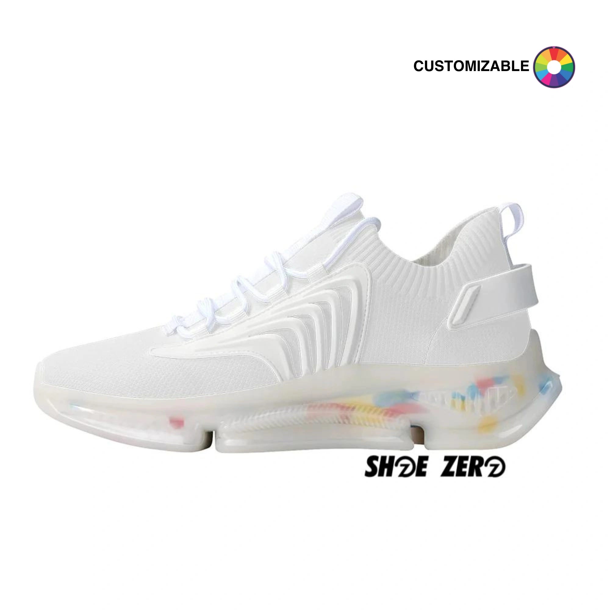 Customizable Air Heel React Running Shoes (White) | Design your own | Shoe Zero