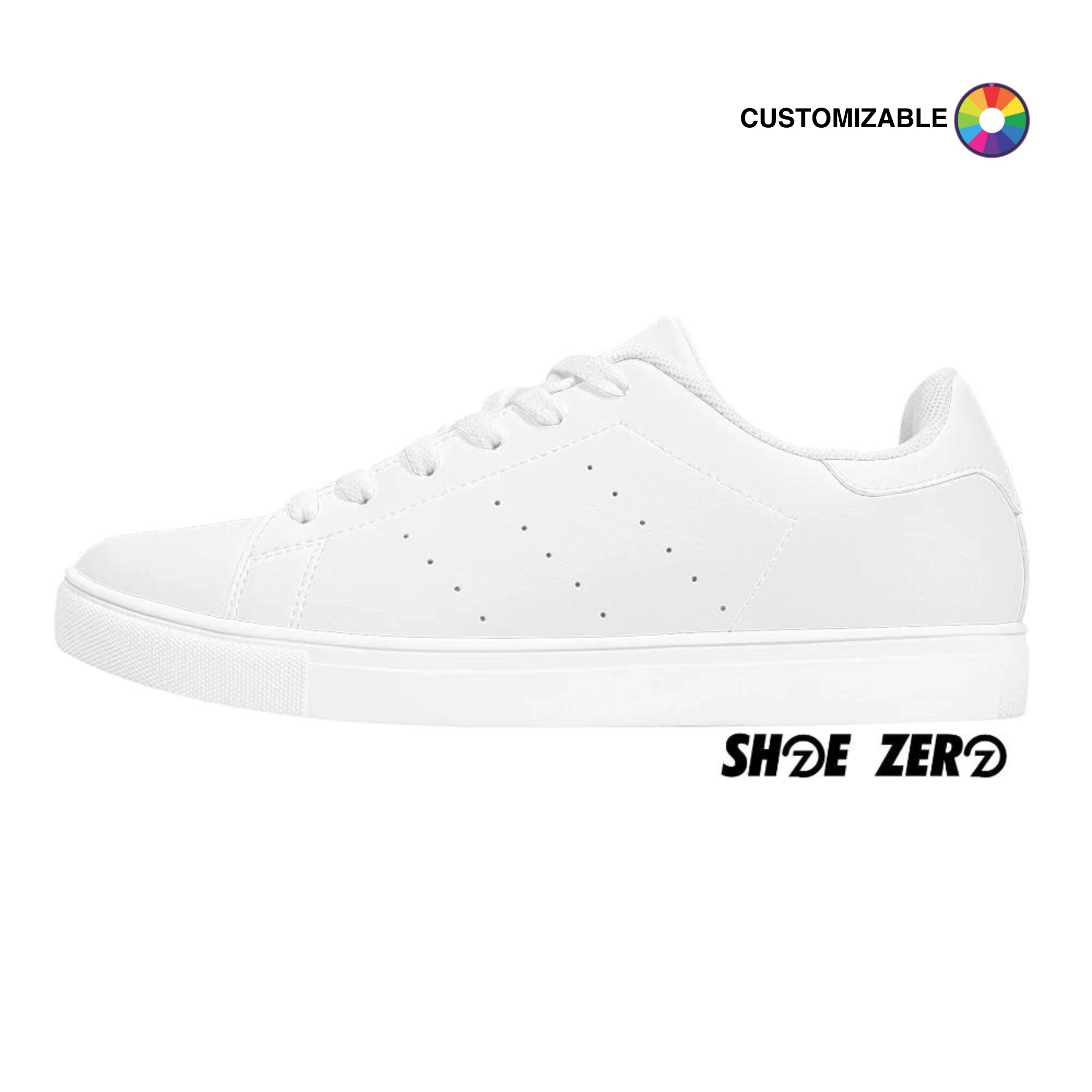 Customizable Breathable Leather Sneakers (White) | Design your own Low Top | Shoe Zero