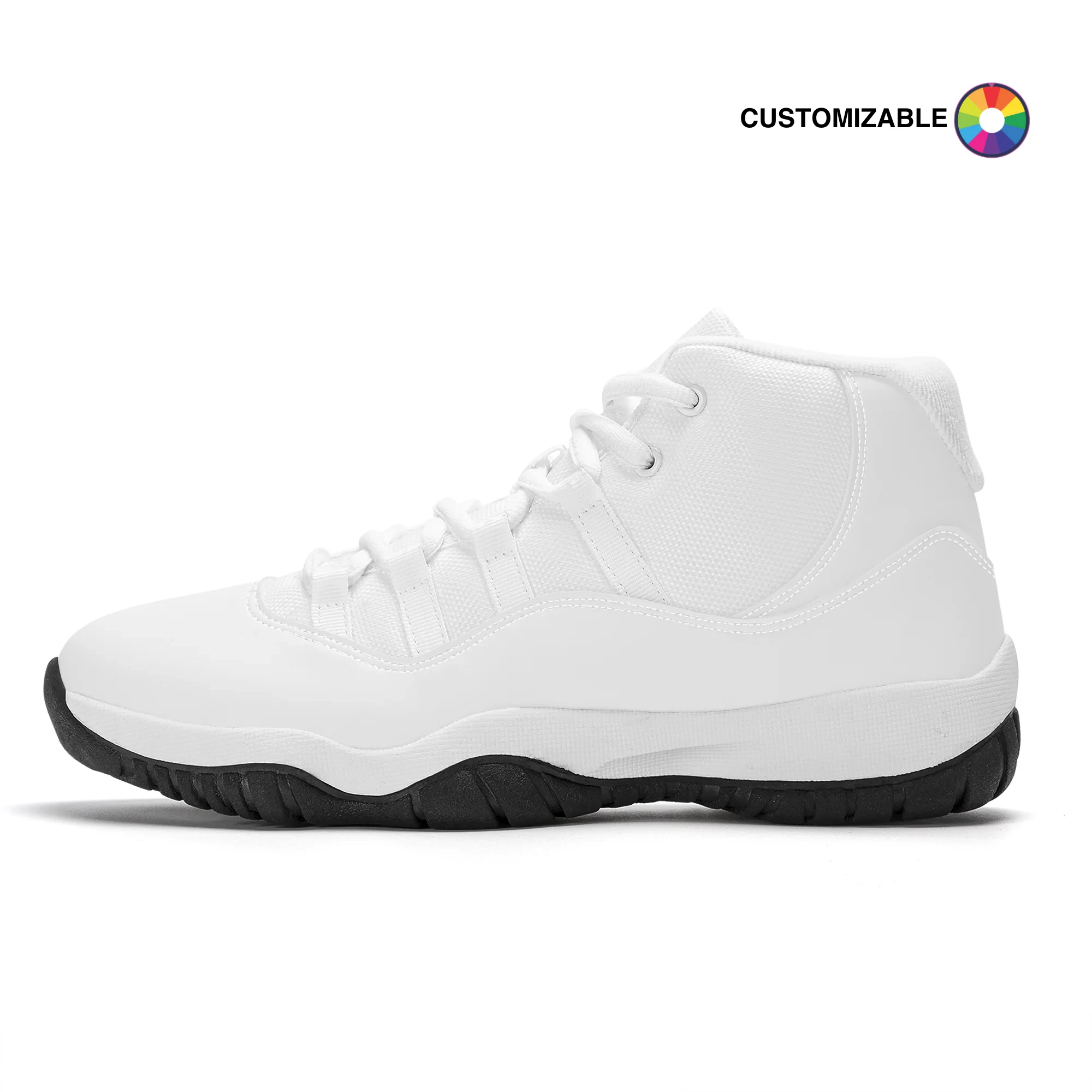 Customizable High Top Air Retro Sneakers (White Lace)
